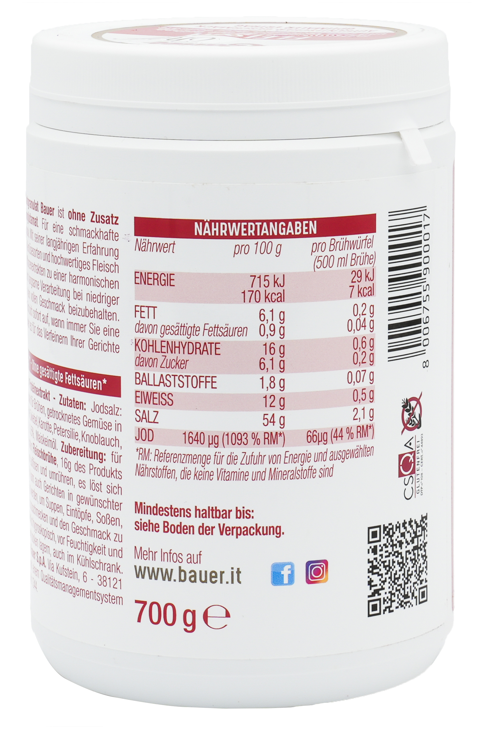 Fleisch Instant- Granulat | Körnige Brühe zur Verfeinerung von Gerichten | Bauer | Aus pflanzlichem Proteinextrakt Fleisch Instant- Granulat | Körnige Brühe zur Verfeinerung von Gerichten | Bauer | Aus pflanzlichem Proteinextrakt