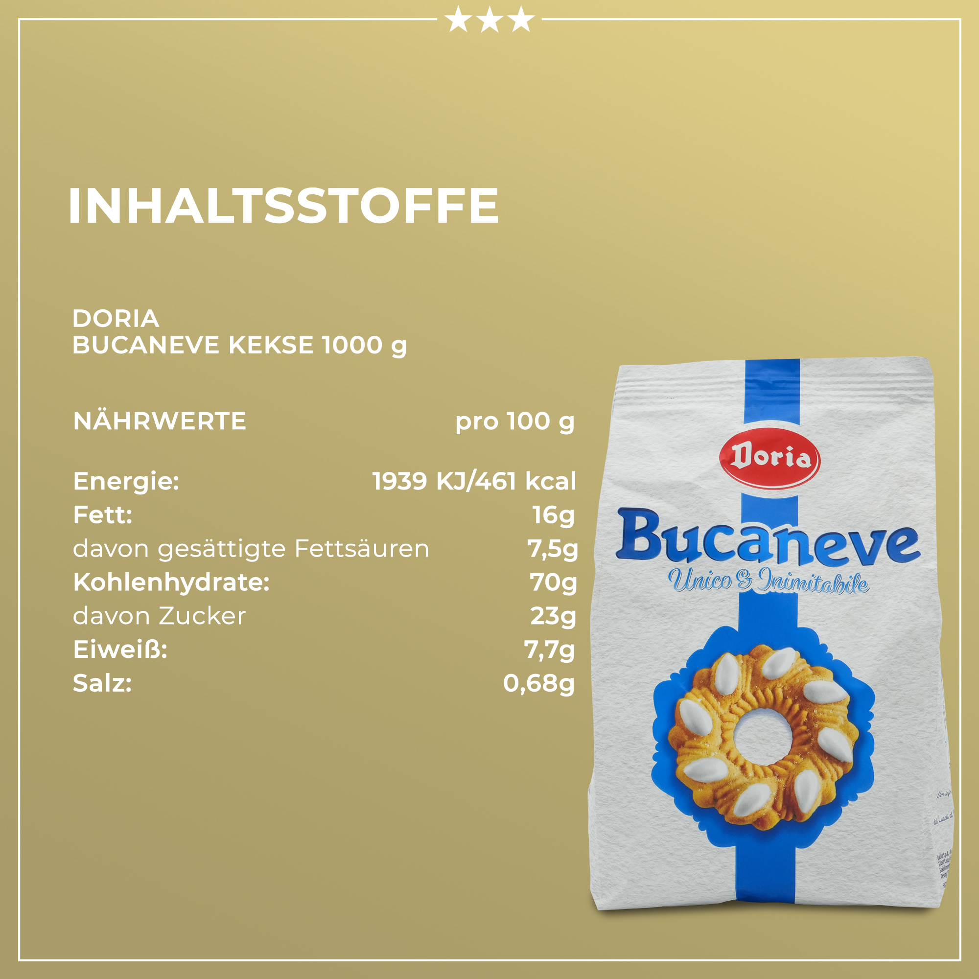 BUCANEVE CLASSICO | Kekse | DORIA | 400g | aus Italien | Gebäck