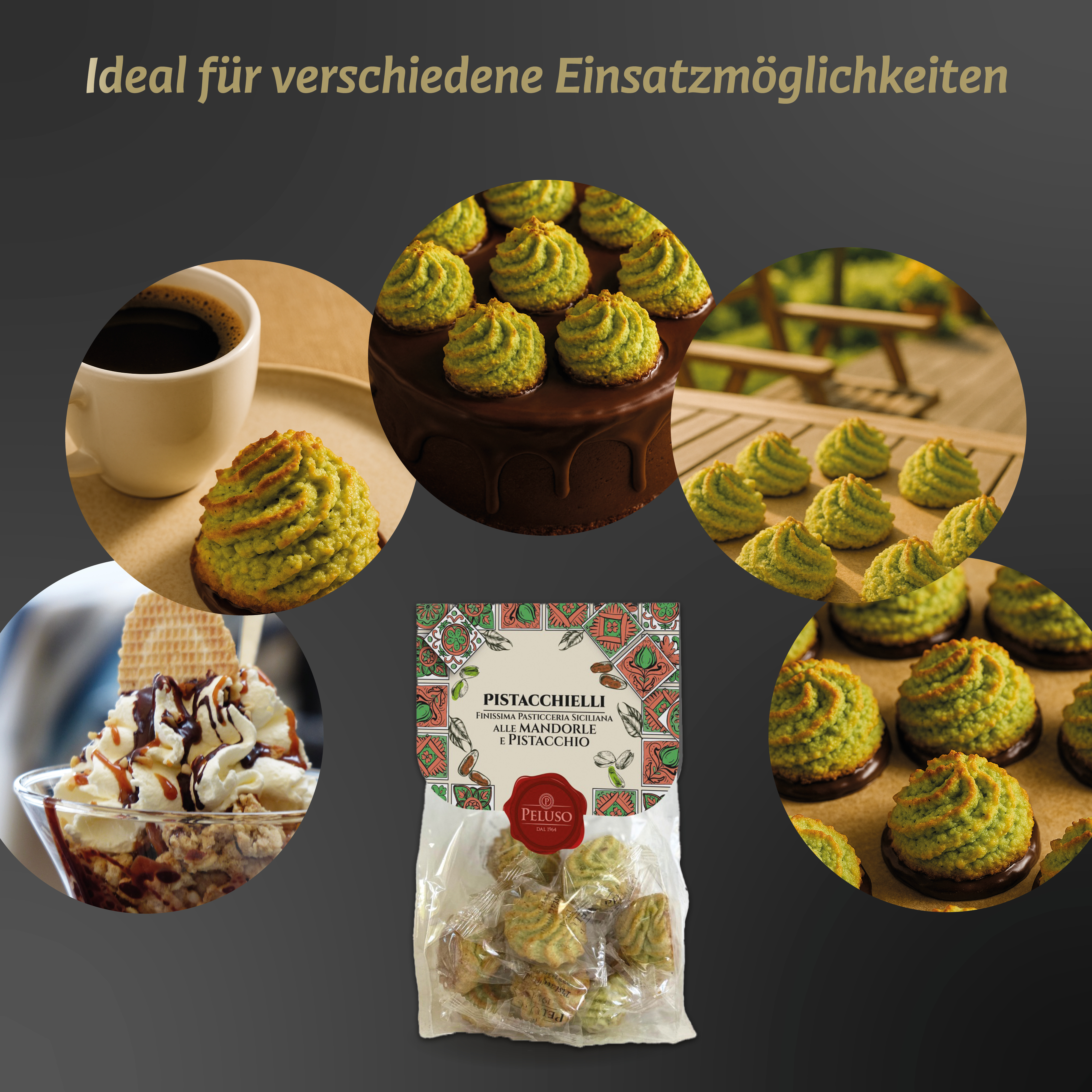 Pistacchielli | Peluso | 200g | Italienisches Gebäck | Mandelgebäck mit Pistazien