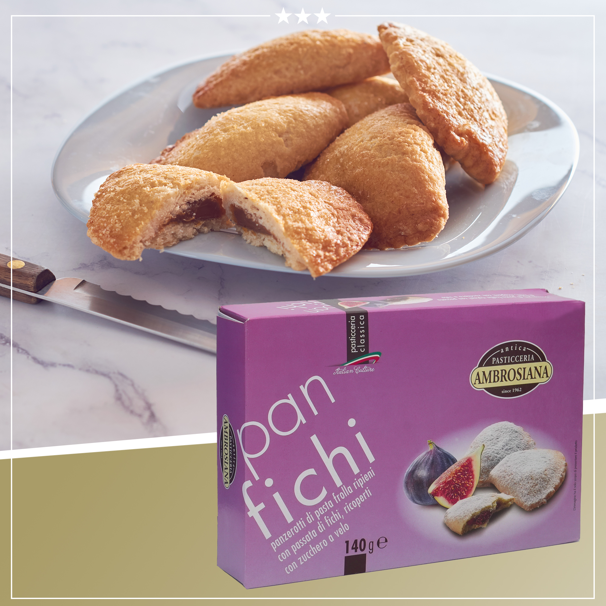 Pan Fichi | Mürbeteiggebäck mit Feigencreme | Ambrosiana | 140g | aus Italien | Gebäck Pan Fichi | Mürbeteiggebäck mit Feigencreme | Ambrosiana | 140g | aus Italien | Gebäck