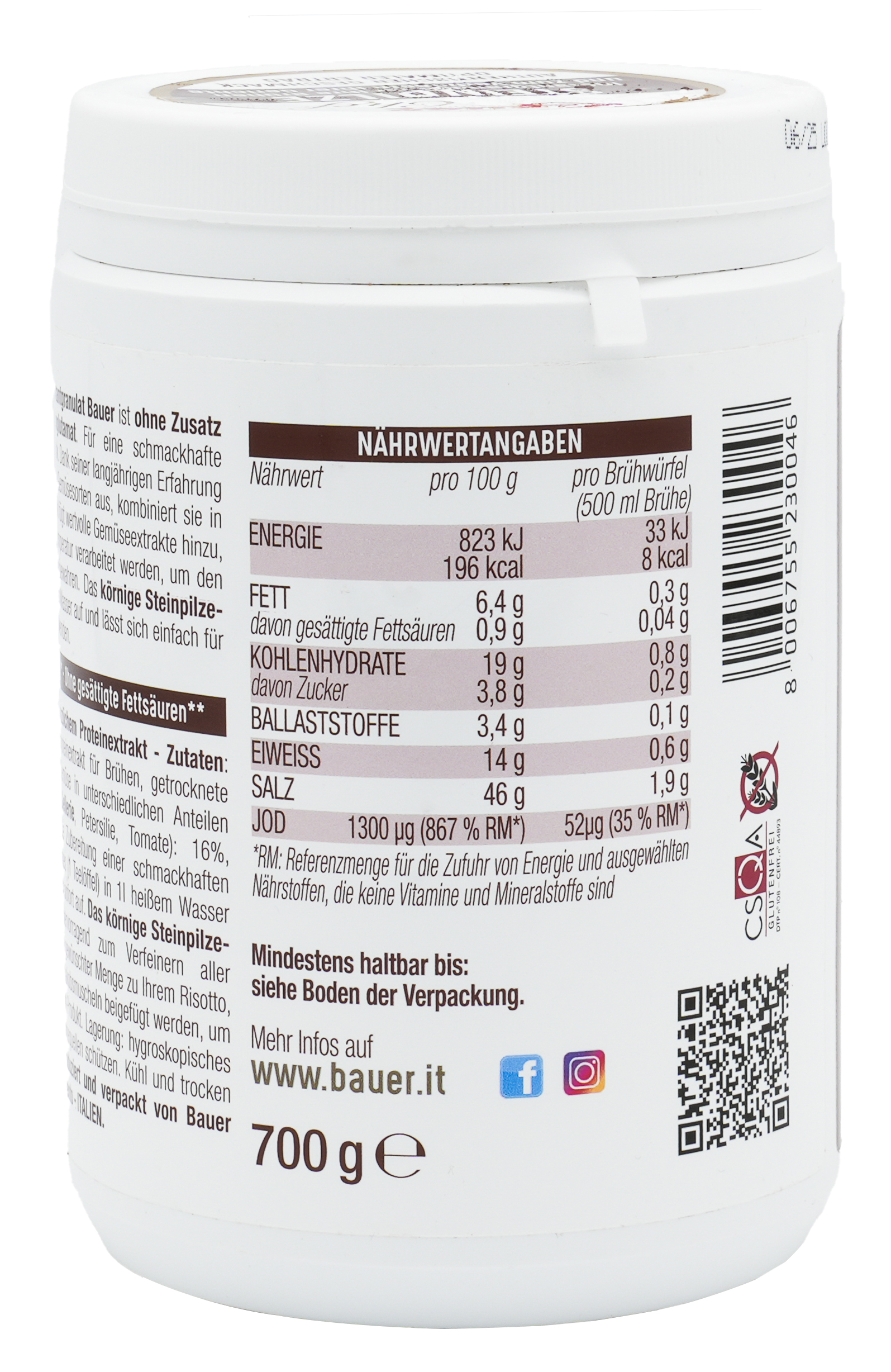 Steinpilz Instant-Granulat | Für Brühen und zum Verfeinern von Gerichten | Bauer | Aus pflanzlichem Proteinextrakt Steinpilz Instant-Granulat | Für Brühen und zum Verfeinern von Gerichten | Bauer | Aus pflanzlichem Proteinextrakt