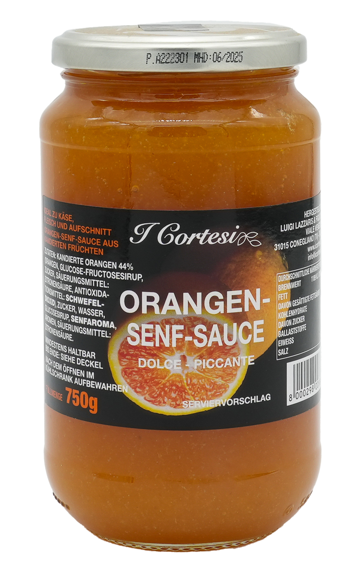 ORANGENSENFSAUCE | Senf | I CORTESI | 750g | aus Italien | Saucen und Dressings