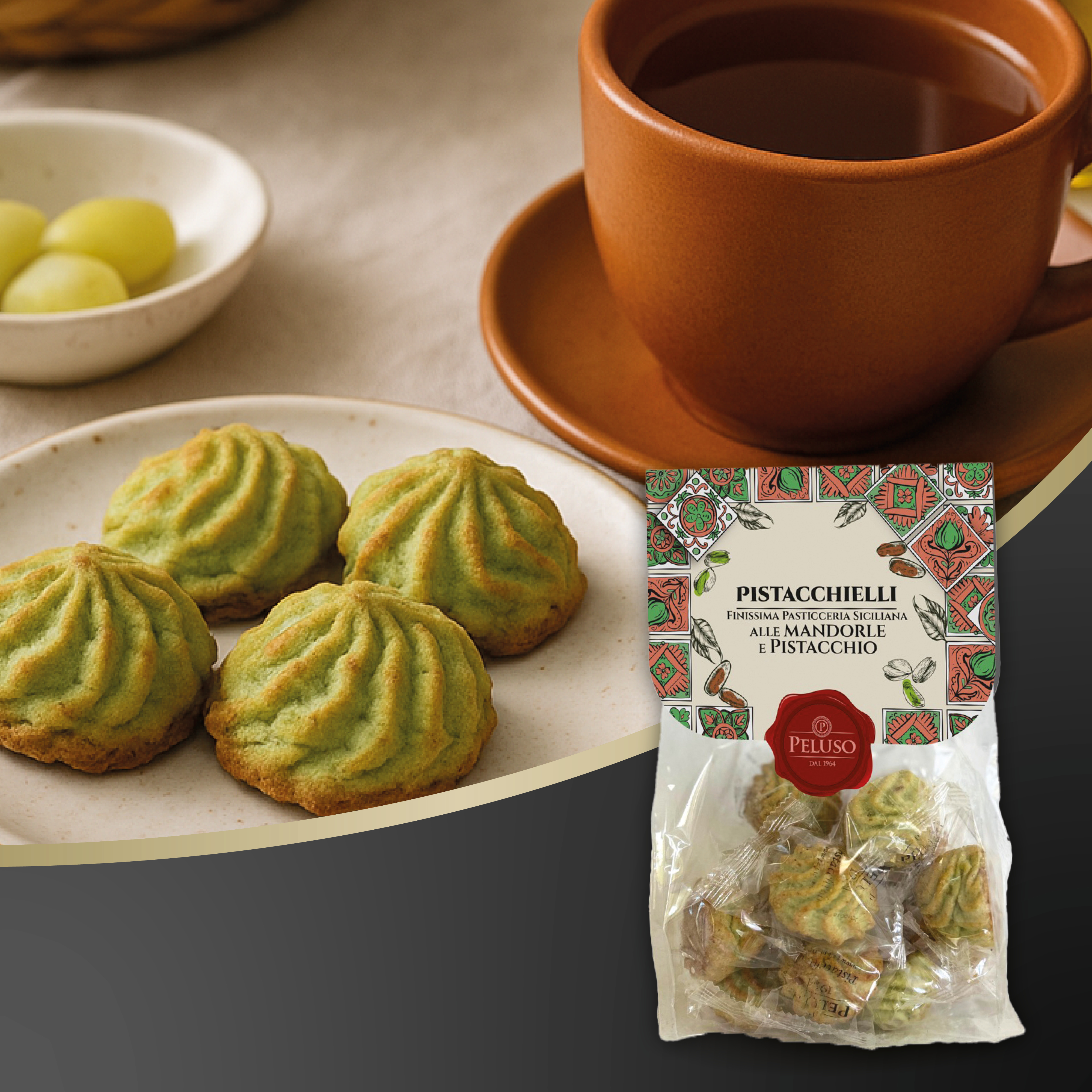 Pistacchielli | Peluso | 200g | Italienisches Gebäck | Mandelgebäck mit Pistazien
