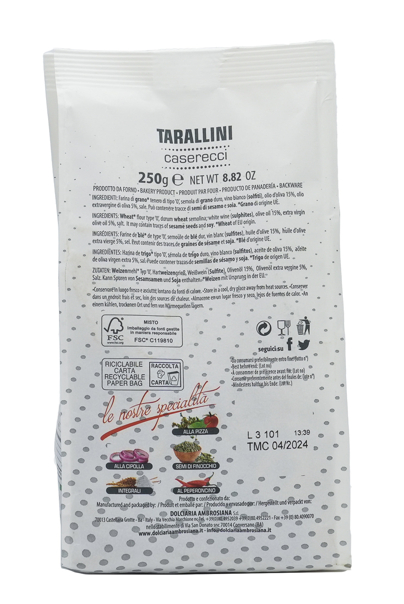Taralli Caserecci | Taralli mit Meersalz | TERRE DI PUGLIA | 250g| aus Italien | Vorspeisen Taralli Caserecci | Taralli mit Meersalz | TERRE DI PUGLIA | 250g| aus Italien | Vorspeisen