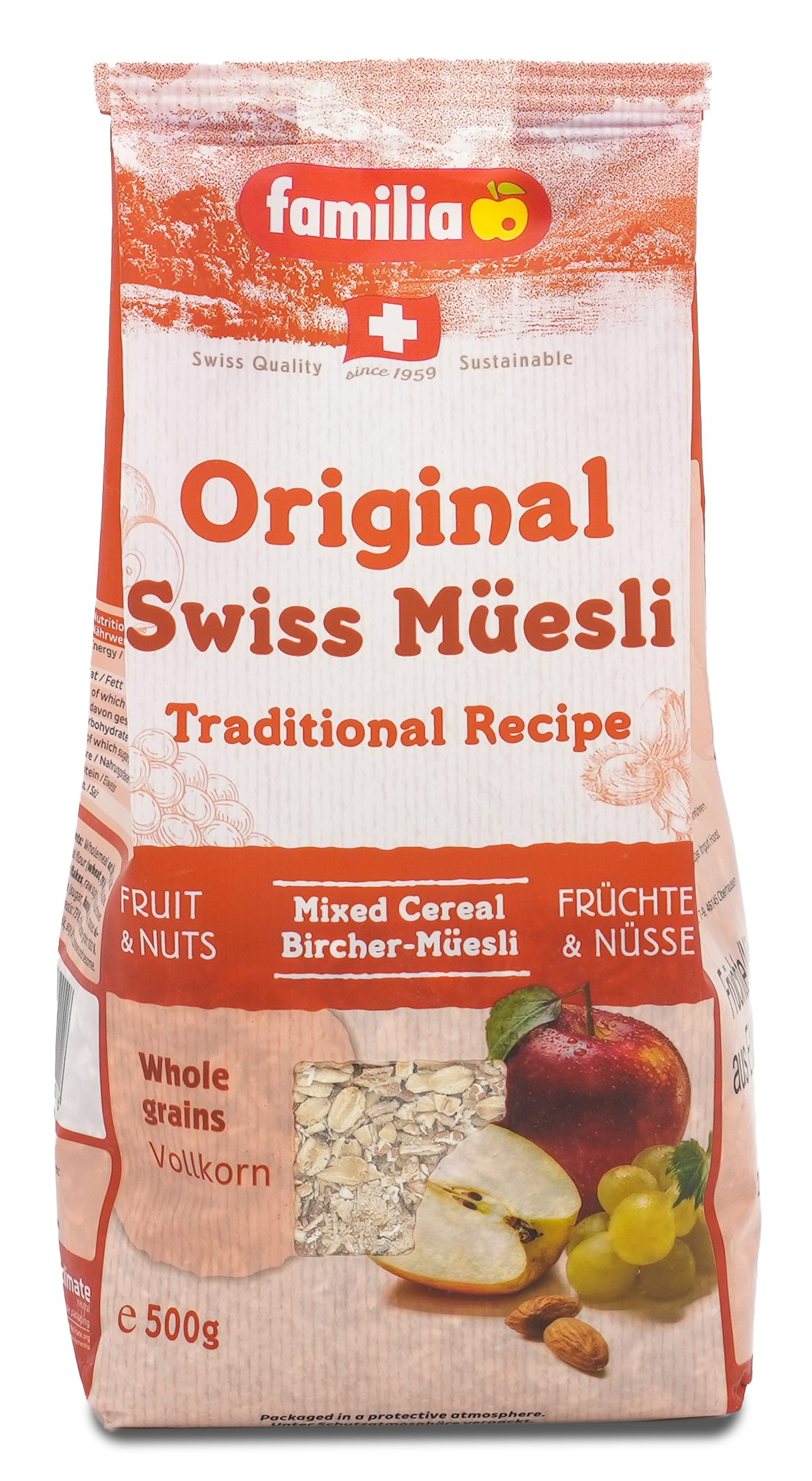 Premium Müsli aus der Schweiz | Das Original vom Erfinder des Bircher Müslis | Familia | 500g | 100% Vollkorn | Traditionelles Frühstück Premium Müsli aus der Schweiz | Das Original vom Erfinder des Bircher Müslis | Familia | 500g | 100% Vollkorn | Traditionelles Frühstück
