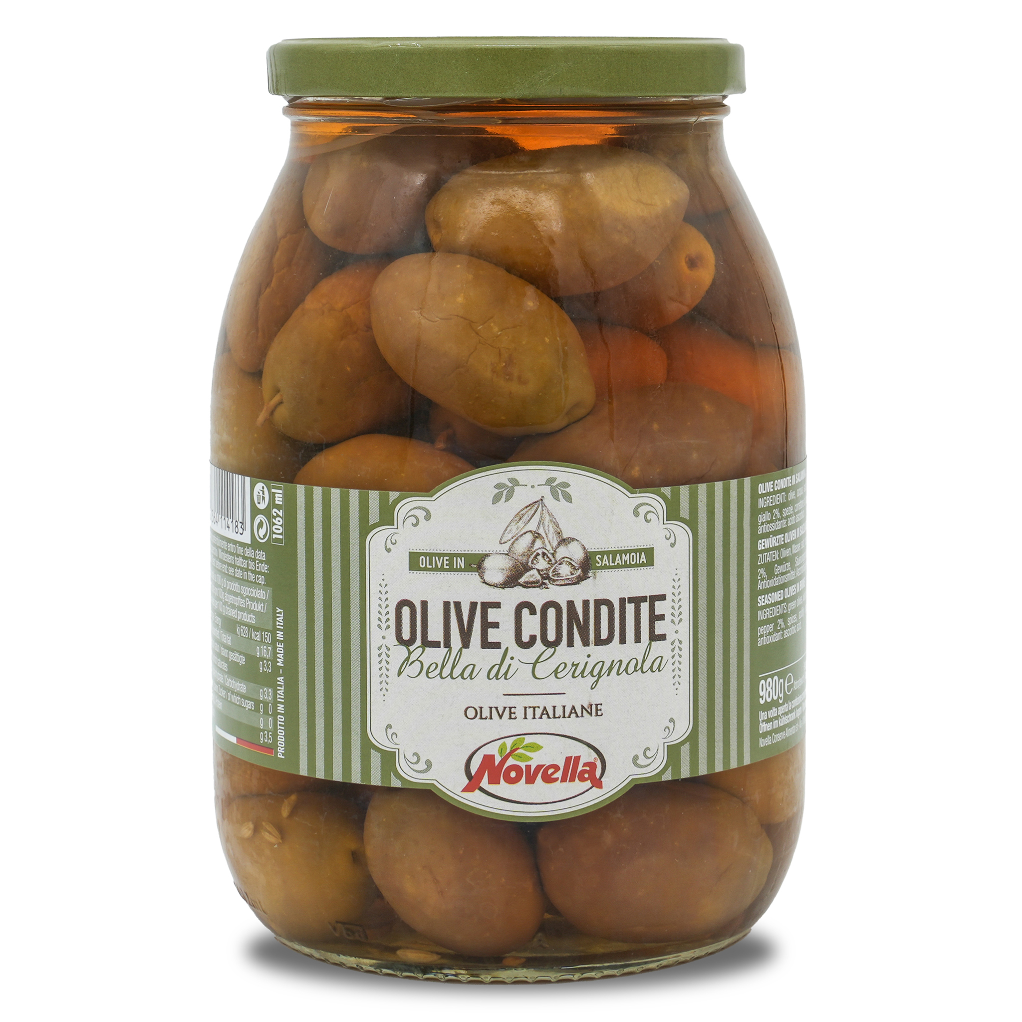 Grüne Oliven | Novella | mit Stein | Olive Condite | 600g | aus Italien Grüne Oliven | Novella | mit Stein | Olive Condite | 600g | aus Italien