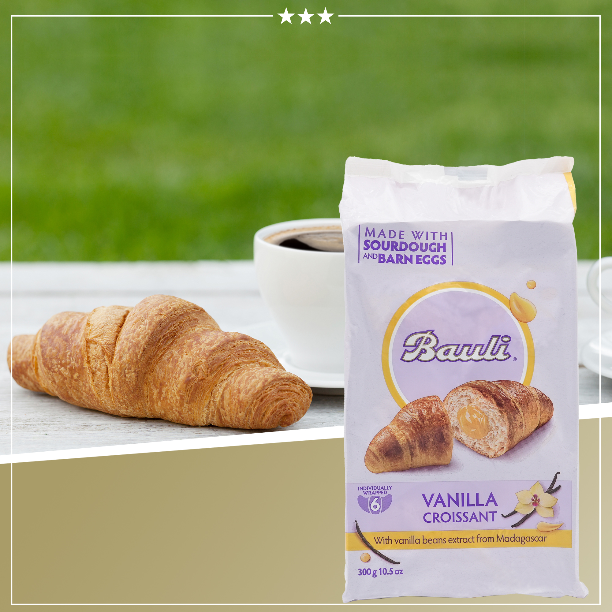 Vanilla Croissant | Croissant mit Vanillecremefüllung | BAULI | 300g | aus Italien | Gebäck Vanilla Croissant | Croissant mit Vanillecremefüllung | BAULI | 300g | aus Italien | Gebäck