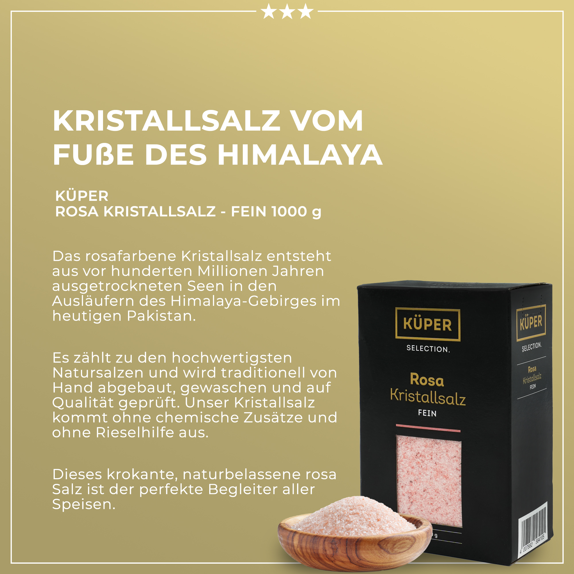 Rosa Kristallsalz fein | Küper Selection | 1000g | 100% natürlich | zum Würzen und Verfeinern von Gerichten Rosa Kristallsalz fein | Küper Selection | 1000g | 100% natürlich | zum Würzen und Verfeinern von Gerichten