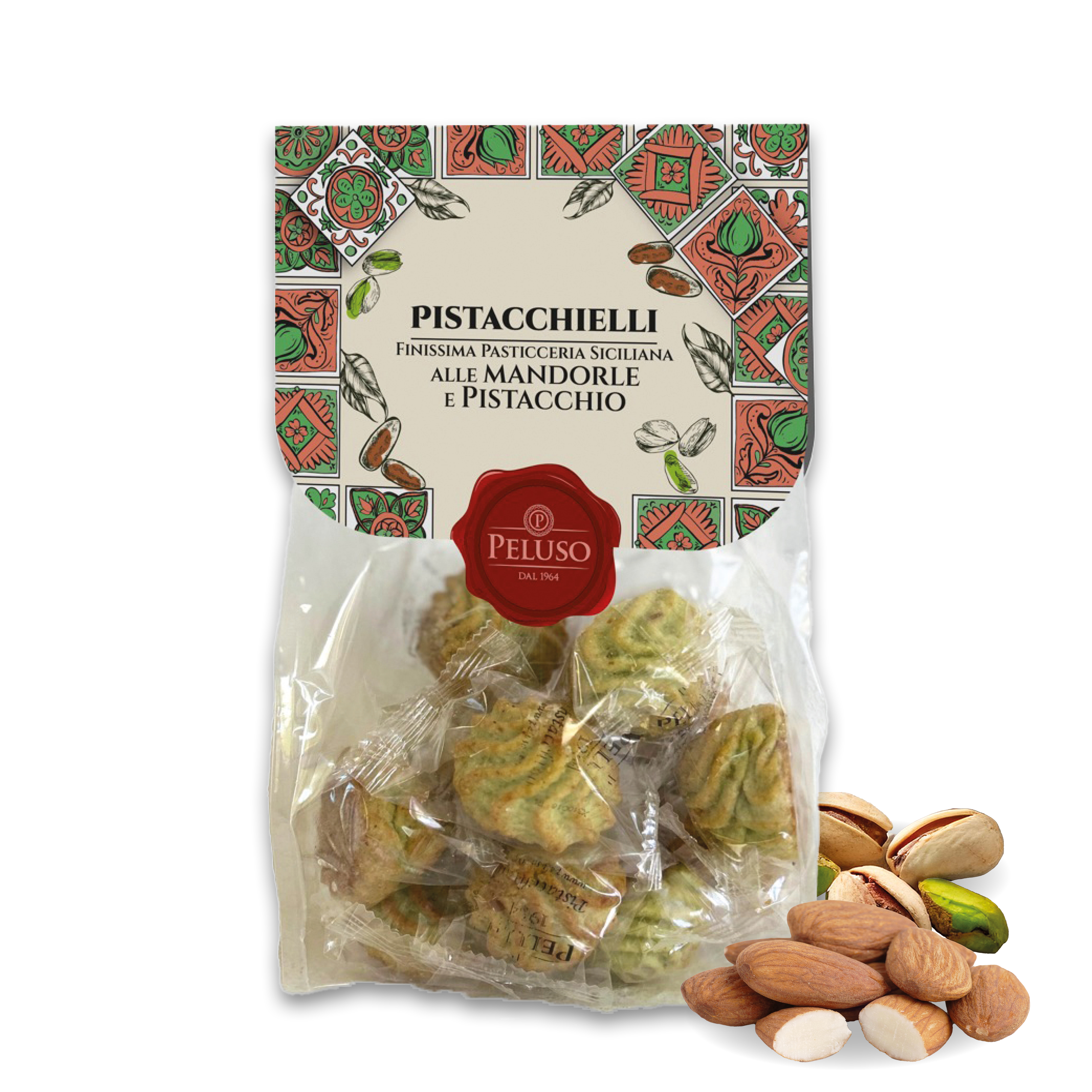 Pistacchielli | Peluso | 200g | Italienisches Gebäck | Mandelgebäck mit Pistazien