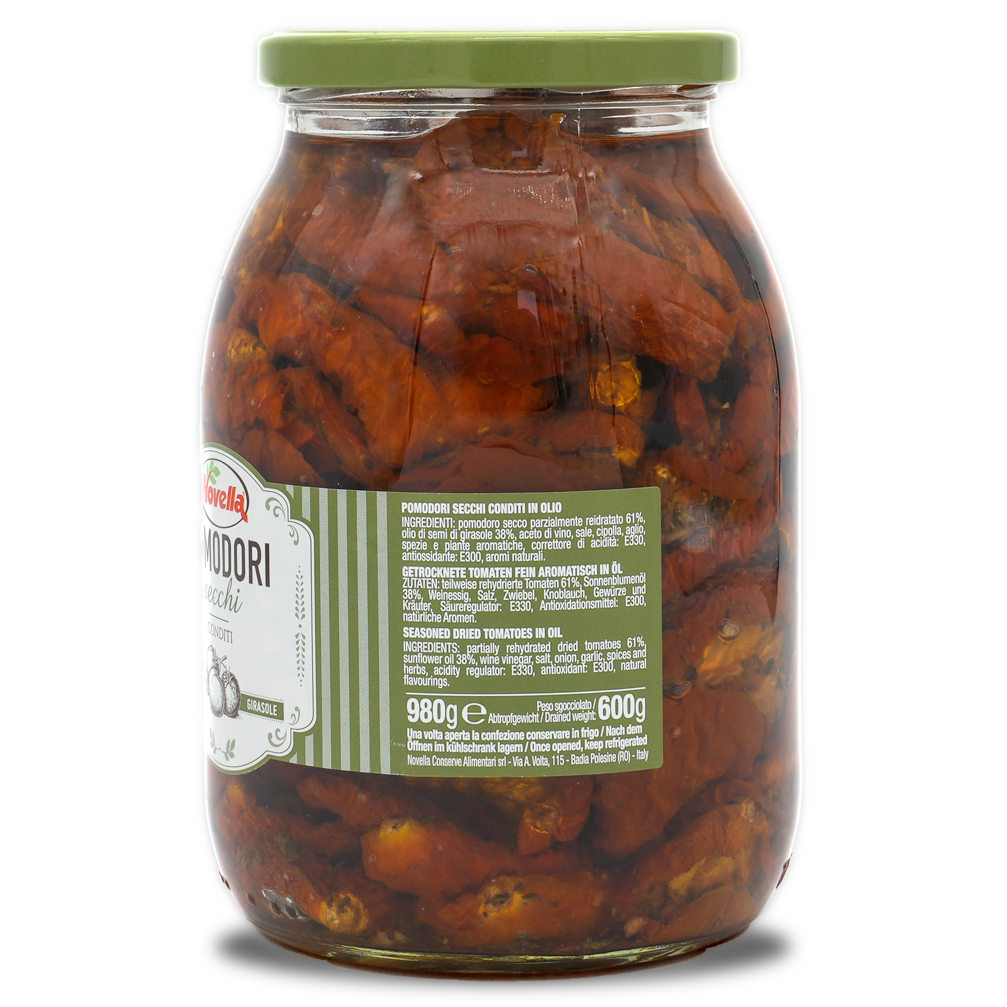 Getrocknete Tomaten | Novella | Pomodori secchi | in Sonnenblumenöl | 600g | aus Italien Getrocknete Tomaten | Novella | Pomodori secchi | in Sonnenblumenöl | 600g | aus Italien