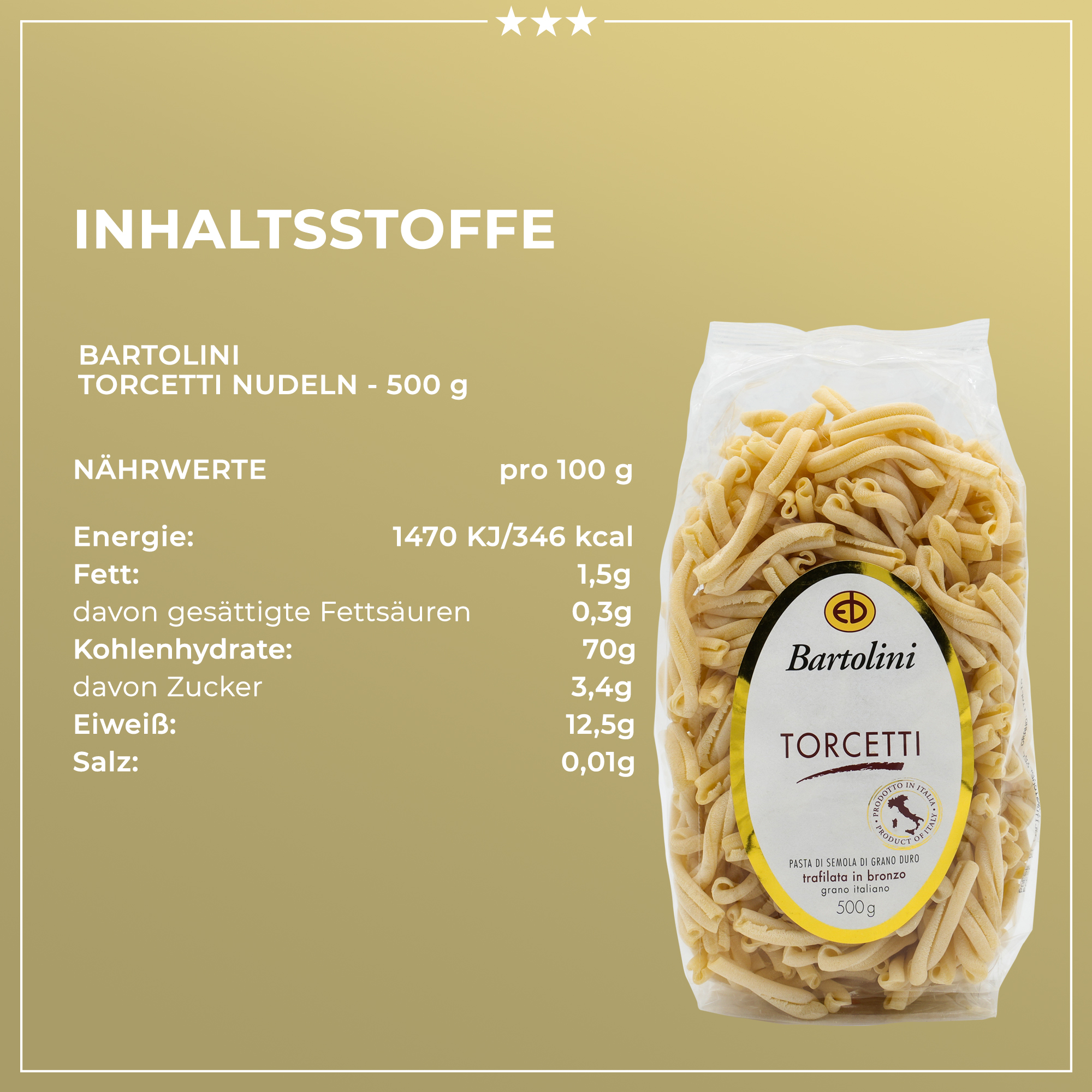 TORCETTI | BARTOLINI | 500g | aus Italien | Premium Pasta TORCETTI | BARTOLINI | 500g | aus Italien | Premium Pasta