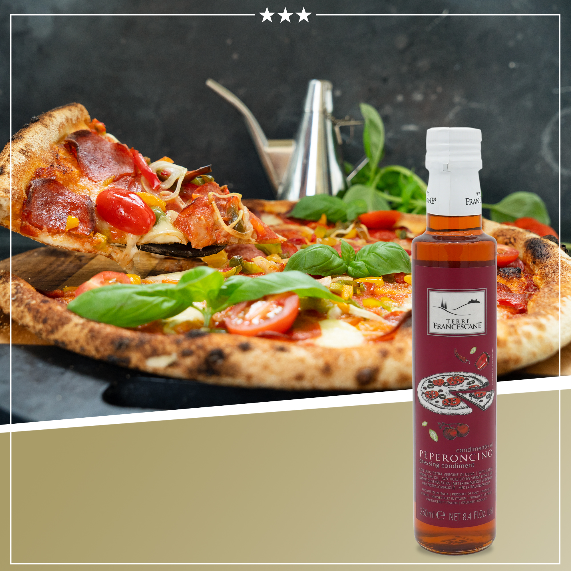 CHILI DRESSING MIT 100% ITALIENISCHEM OLIVENÖL | TERRE FRANCESCANE | CONDIMENTO AL PEPERONCINO | 250ml CHILI DRESSING MIT 100% ITALIENISCHEM OLIVENÖL | TERRE FRANCESCANE | CONDIMENTO AL PEPERONCINO | 250ml