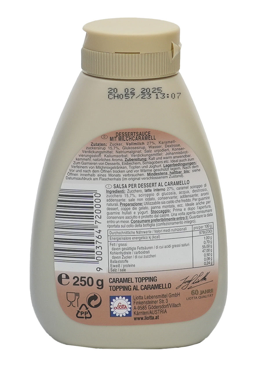 Caramel Sauce Topping | Dessertsauce mit Milchkaramell | Liotta | 250g | aus Österreich | Sauce-Topping Caramel Sauce Topping | Dessertsauce mit Milchkaramell | Liotta | 250g | aus Österreich | Sauce-Topping