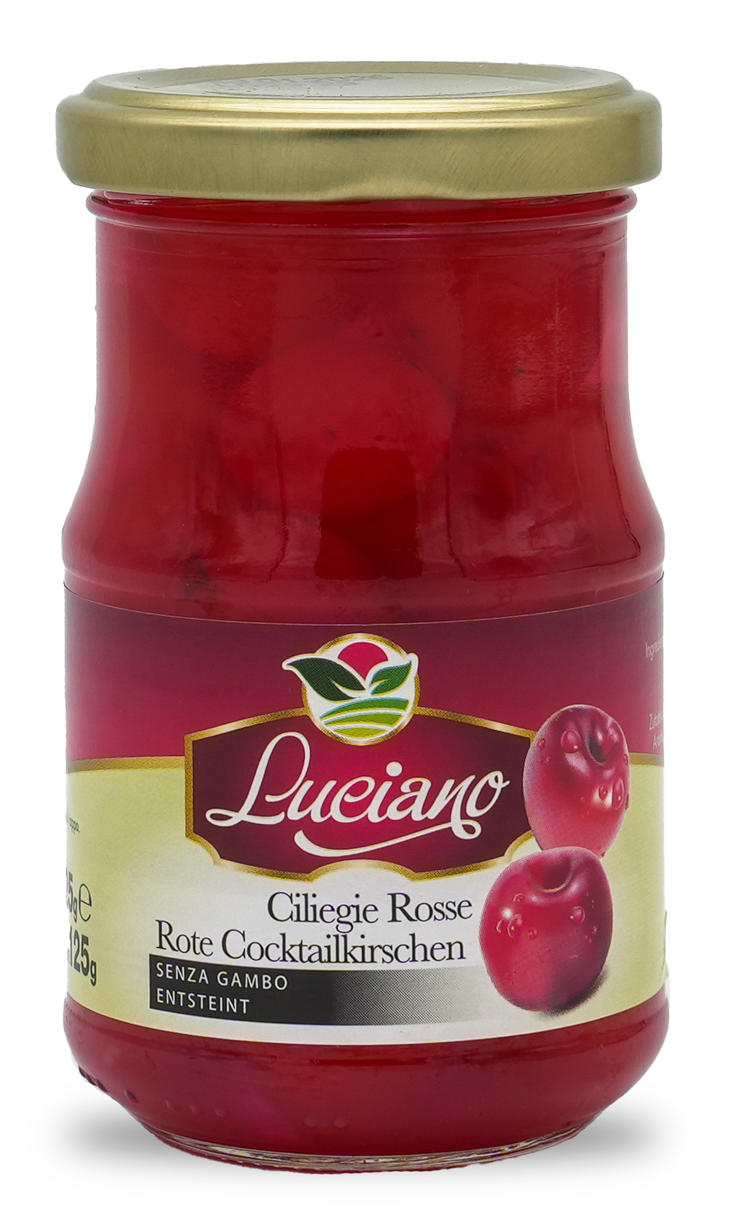 CILIEGIE ROSSE | Rote Cocktail Kirschen entsteint und ohne Stiel | LUCIANO | 212ml | aus Italien | Früchte