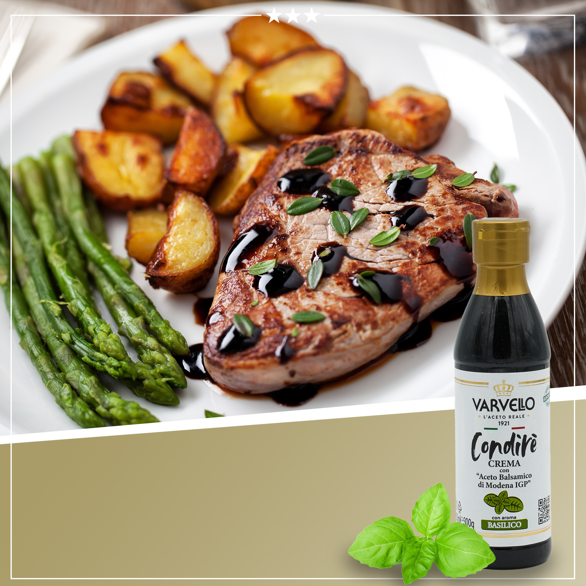 Balsamico Creme Basilikum | Varvello | 250 ml | Crema con Aceto Balsamico di Moderna IGP