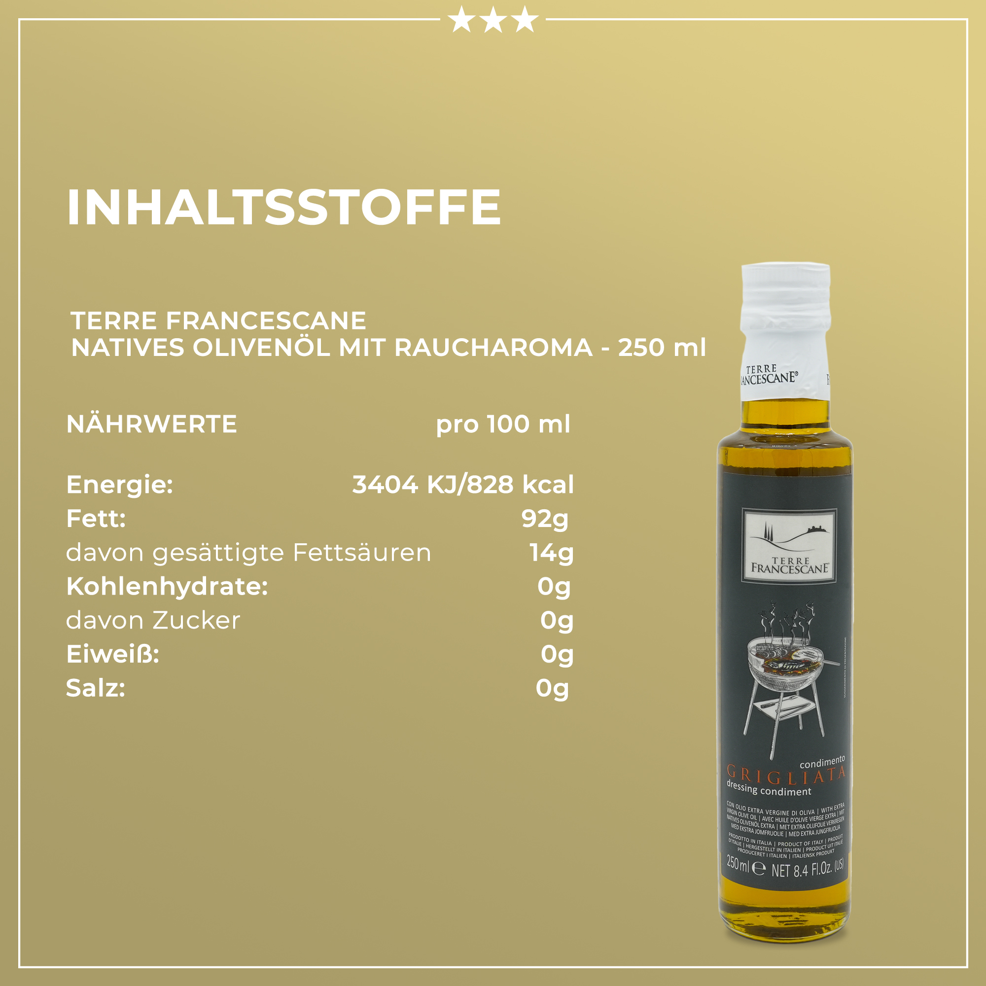 GRILL DRESSING MIT 100% ITALIENISCHEN OLIVENÖL | TERRE FRANCESCANE | CONDIMENTO GRIGLIATA | 250ml GRILL DRESSING MIT 100% ITALIENISCHEN OLIVENÖL | TERRE FRANCESCANE | CONDIMENTO GRIGLIATA | 250ml