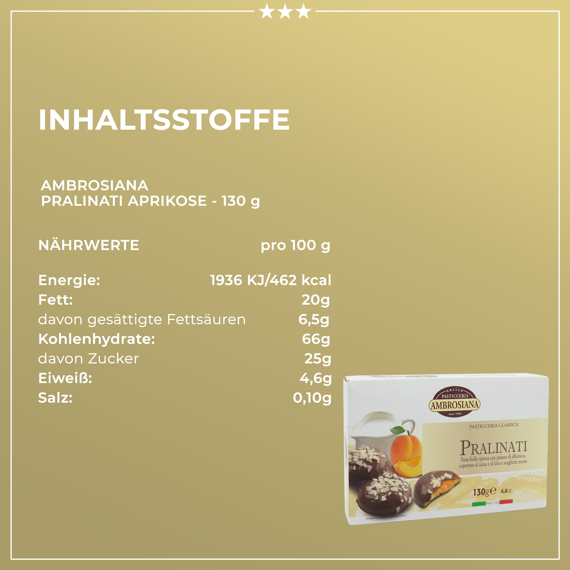 Pralinati Aprikose | Mürbeteiggebäck | AMBROSIANA | 130g | aus Italien | Gebäck Pralinati Aprikose | Mürbeteiggebäck | AMBROSIANA | 130g | aus Italien | Gebäck