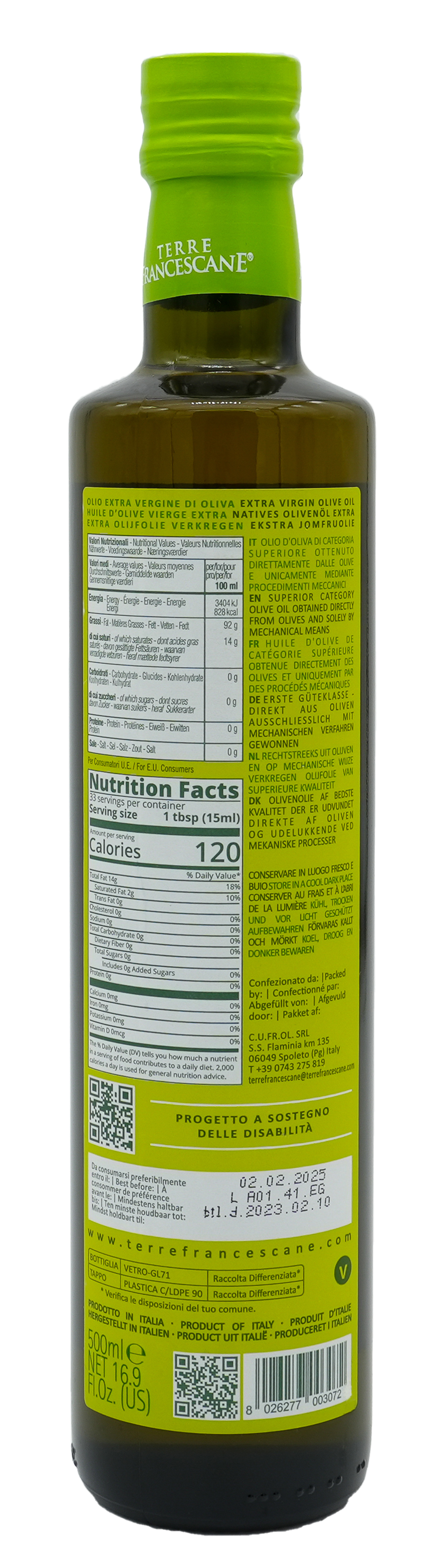 ITALIENISCHES OLIVENÖL EXTRA VIRGIN | TERRE FRANCESCANE | EXTRA NATIV | 500ml ITALIENISCHES OLIVENÖL EXTRA VIRGIN | TERRE FRANCESCANE | EXTRA NATIV | 500ml