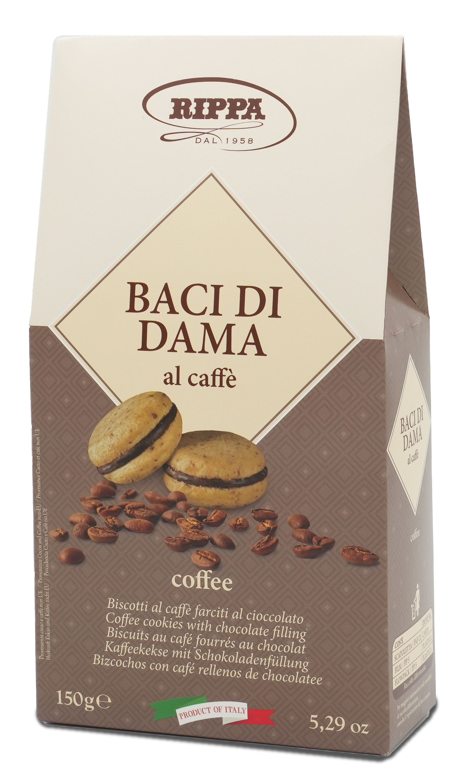 Baci di Dama al caffè | RIPPA | Aus Italien | 150g | Kaffeekekse mit Schokoladenfüllung | Traditionelles italienisches Rezept Baci di Dama al caffè | RIPPA | Aus Italien | 150g | Kaffeekekse mit Schokoladenfüllung | Traditionelles italienisches Rezept