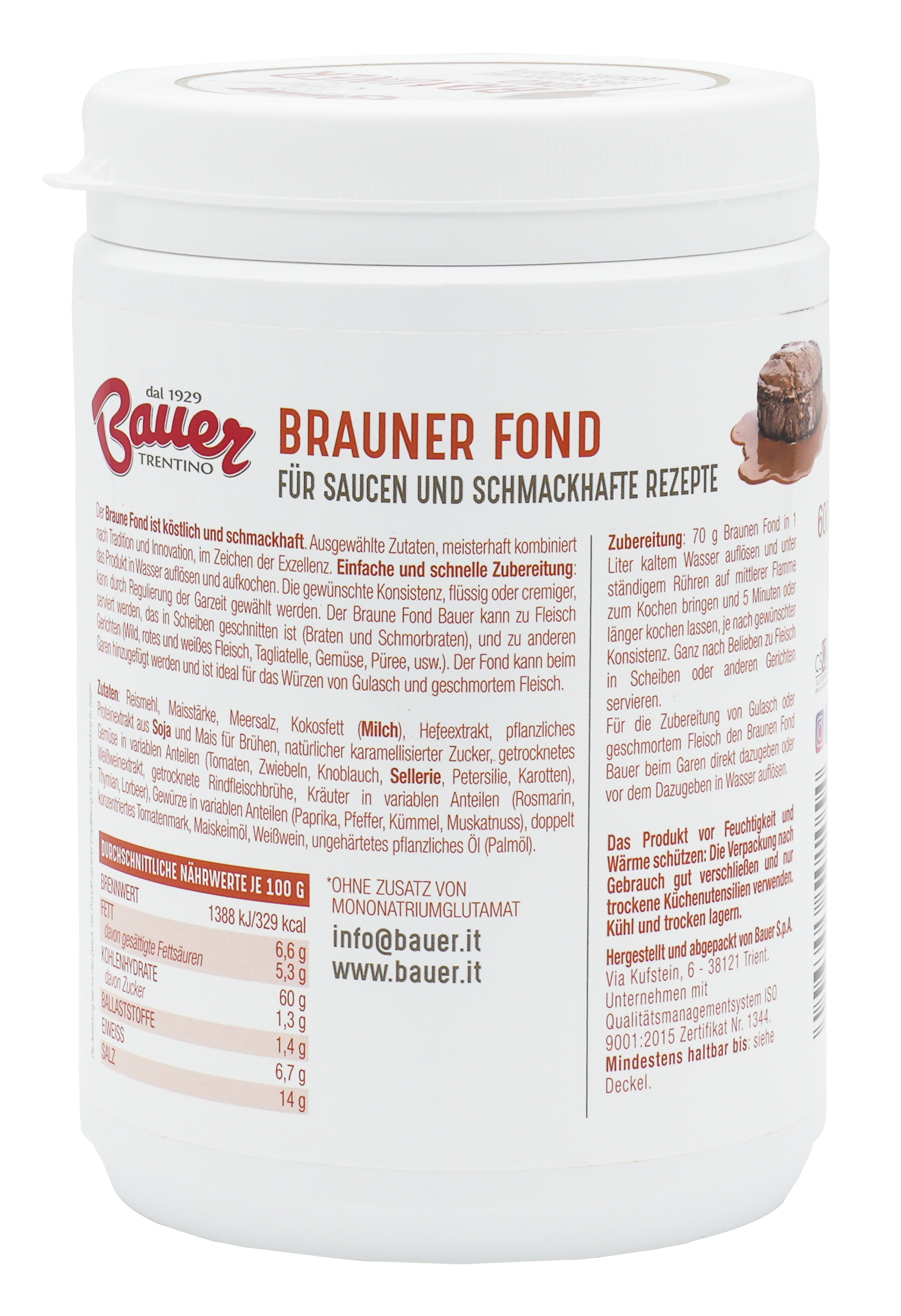 Brauner Fond | Für Saucen und leckere Rezepte | Bauer | Ohne Mononatriumglutamat Brauner Fond | Für Saucen und leckere Rezepte | Bauer | Ohne Mononatriumglutamat