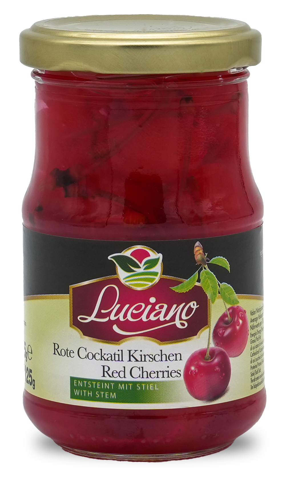 CILIEGIE ROSSE | Rote Cocktail Kirschen entsteint und mit Stiel | LUCIANO | 212ml | aus Italien | Früchte