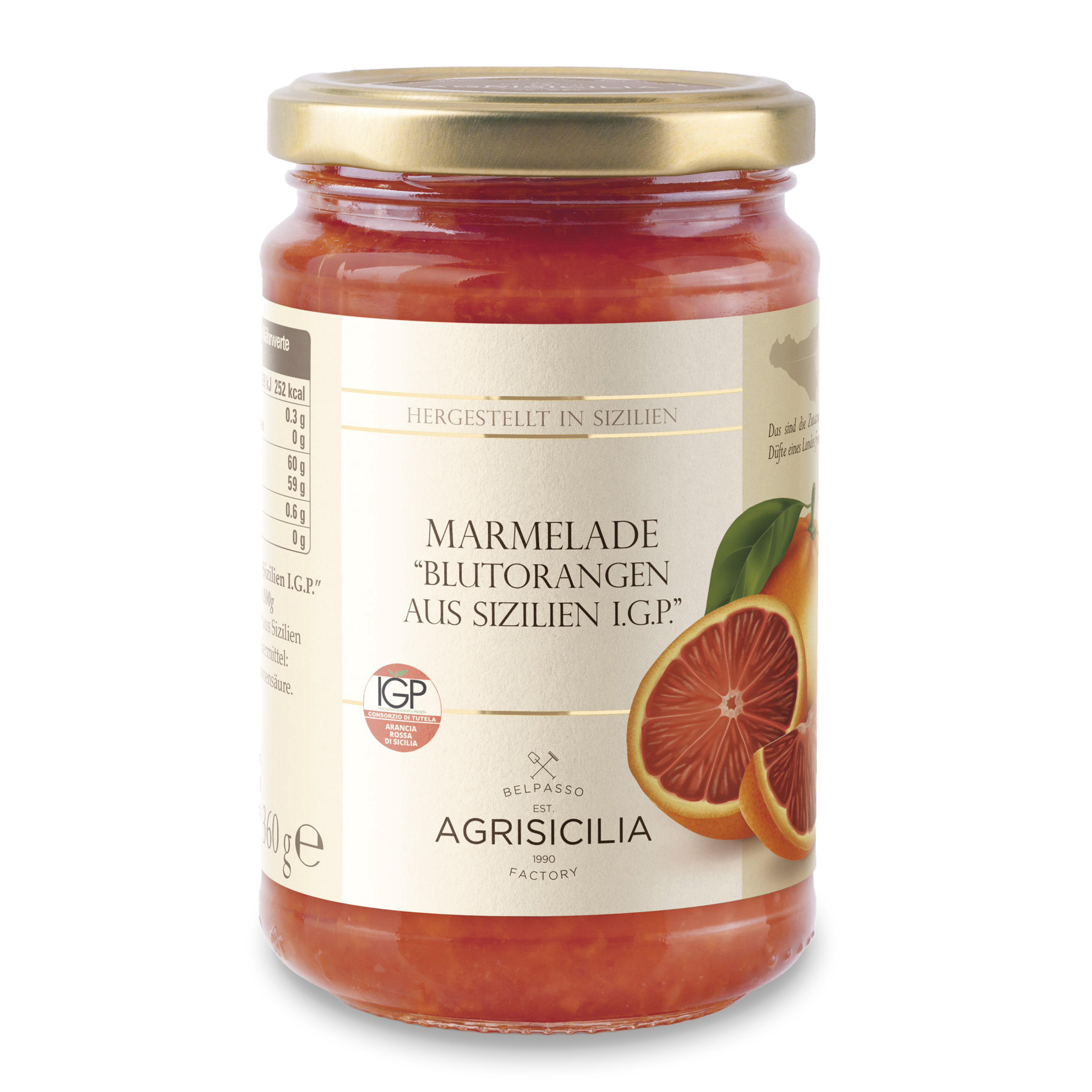 Agrisicilia - Blutorangen Marmelade 360g – Brotaufstrich aus Sizilien – Konfitüre fürs Frühstück zum Brötchen oder Brot