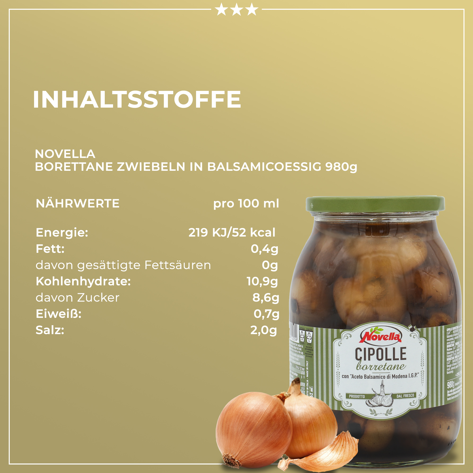 Borettane Zwiebeln | Novella | in Balsamicoessig | 600g | aus Italien Borettane Zwiebeln | Novella | in Balsamicoessig | 600g | aus Italien
