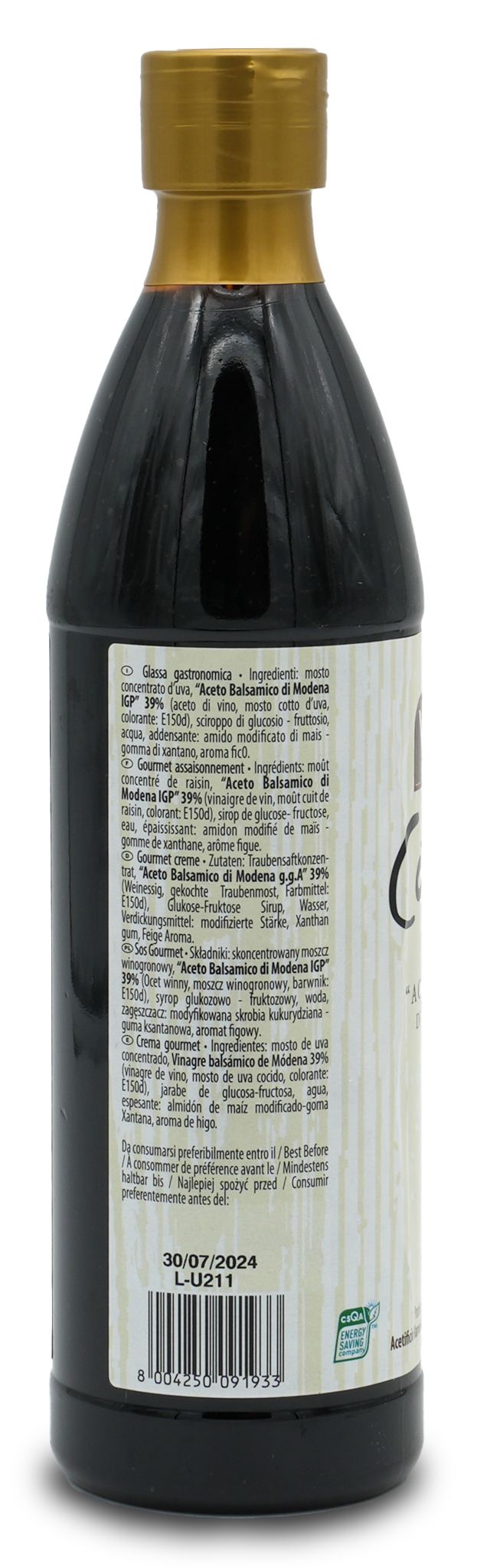 Balsamico Creme Feige | Varvello | 500ml | Crema con Aceto Balsamico di Moderna 
IGP