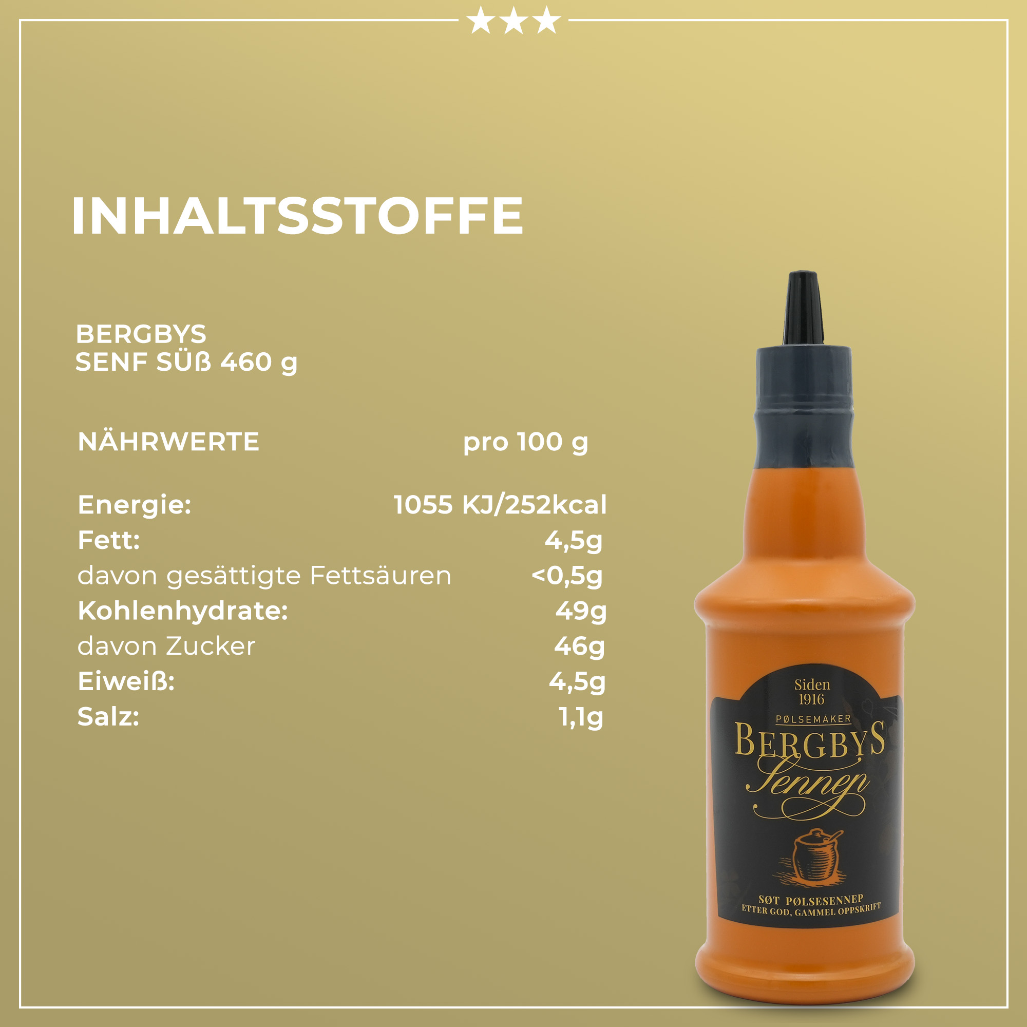 Bergbys Senf Original | Senf | Bergbys | 510g | aus Norwegen | Saucen und Dressings Bergbys Senf Original | Senf | Bergbys | 510g | aus Norwegen | Saucen und Dressings