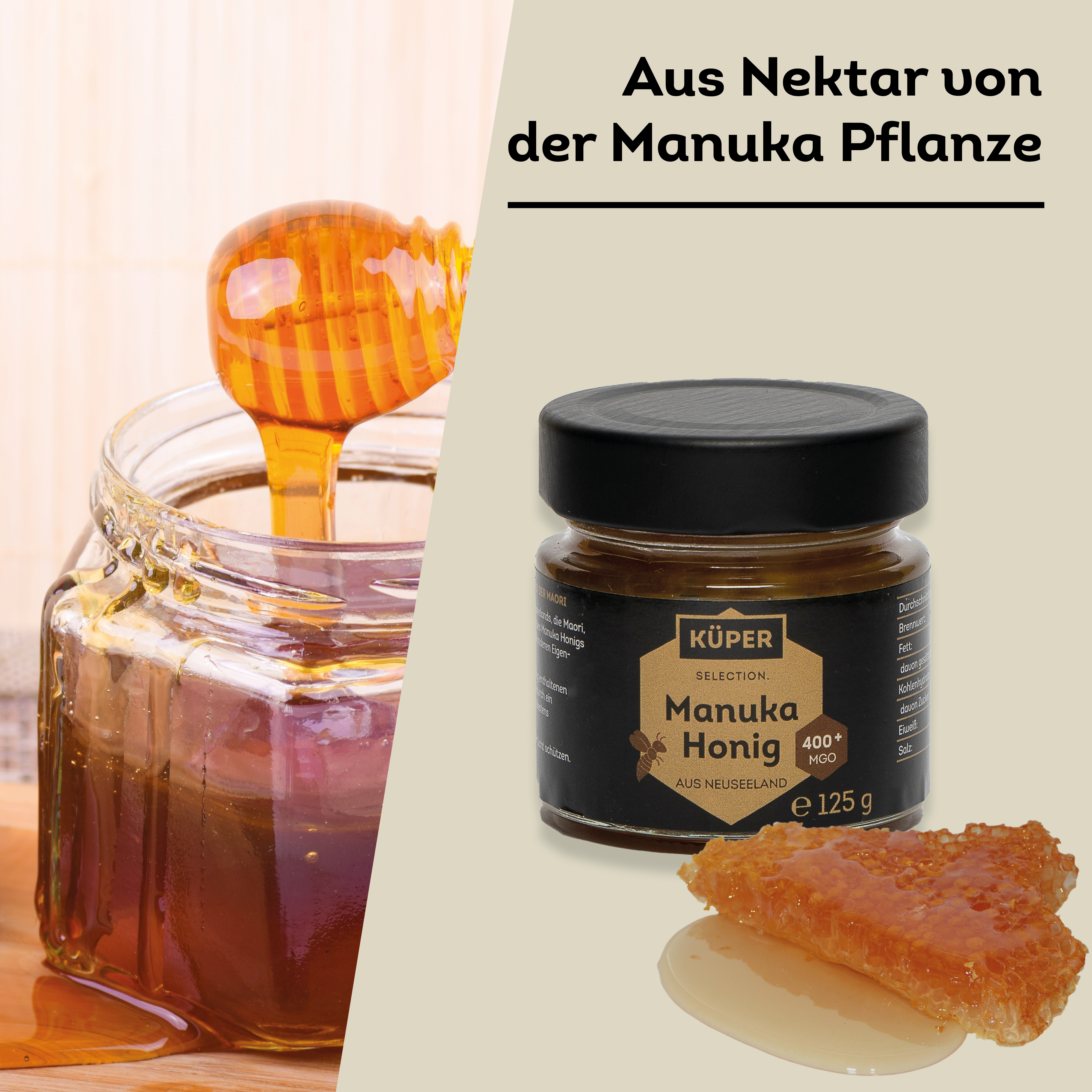 Manuka Honig 400+ MGO | Küper Selection | 125g | Premium Honig aus Neuseeland