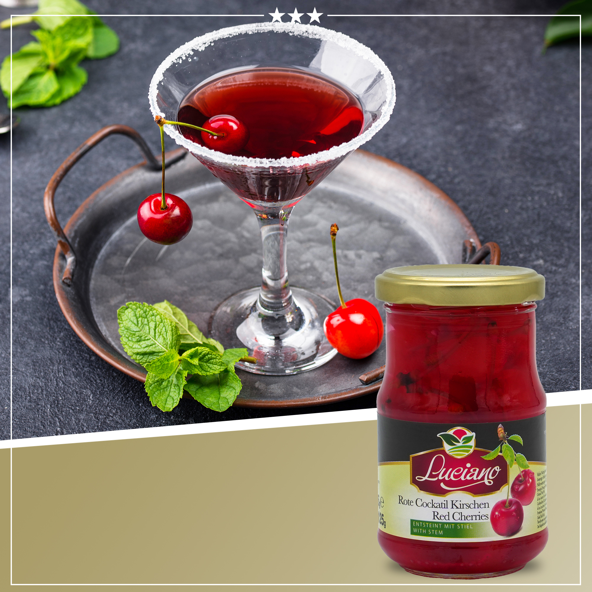CILIEGIE ROSSE | Rote Cocktail Kirschen entsteint und mit Stiel | LUCIANO | 212ml | aus Italien | Früchte CILIEGIE ROSSE | Rote Cocktail Kirschen entsteint und mit Stiel | LUCIANO | 212ml | aus Italien | Früchte