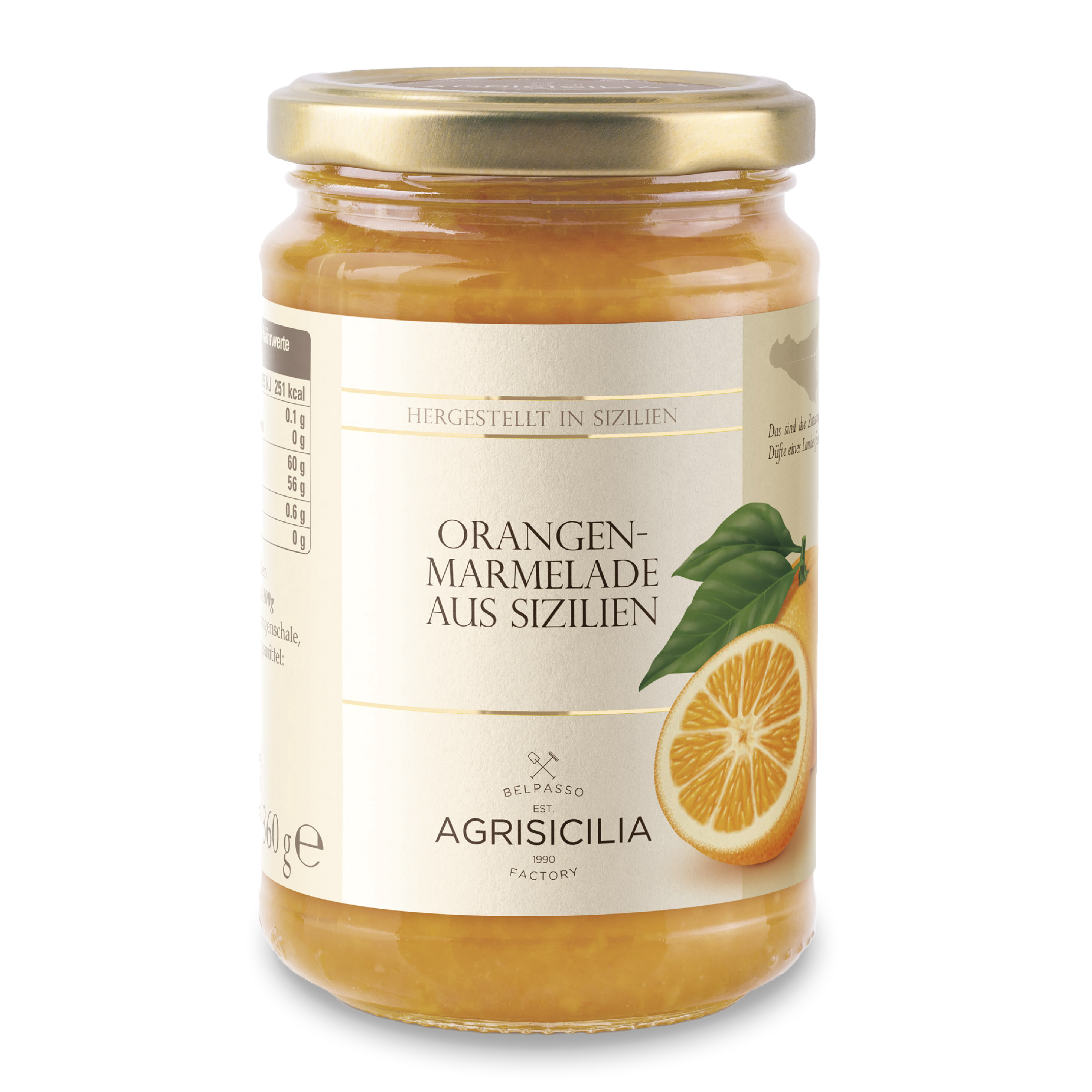 Agrisicilia - Orangen Marmelade 360g – Brotaufstrich aus Sizilien – Konfitüre fürs Frühstück zum Brötchen oder Brot