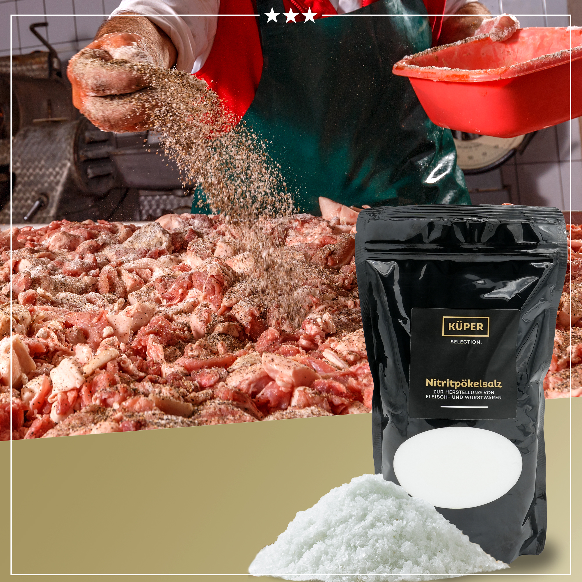 Feines Nitritpökelsalz – 1 Kg – Nitrit Salz zur Herstellung von Fleisch-, Wurst- und Pökelwaren, 0.4-0,5% Natriumnitrit Feines Nitritpökelsalz – 1 Kg – Nitrit Salz zur Herstellung von Fleisch-, Wurst- und Pökelwaren, 0.4-0,5% Natriumnitrit