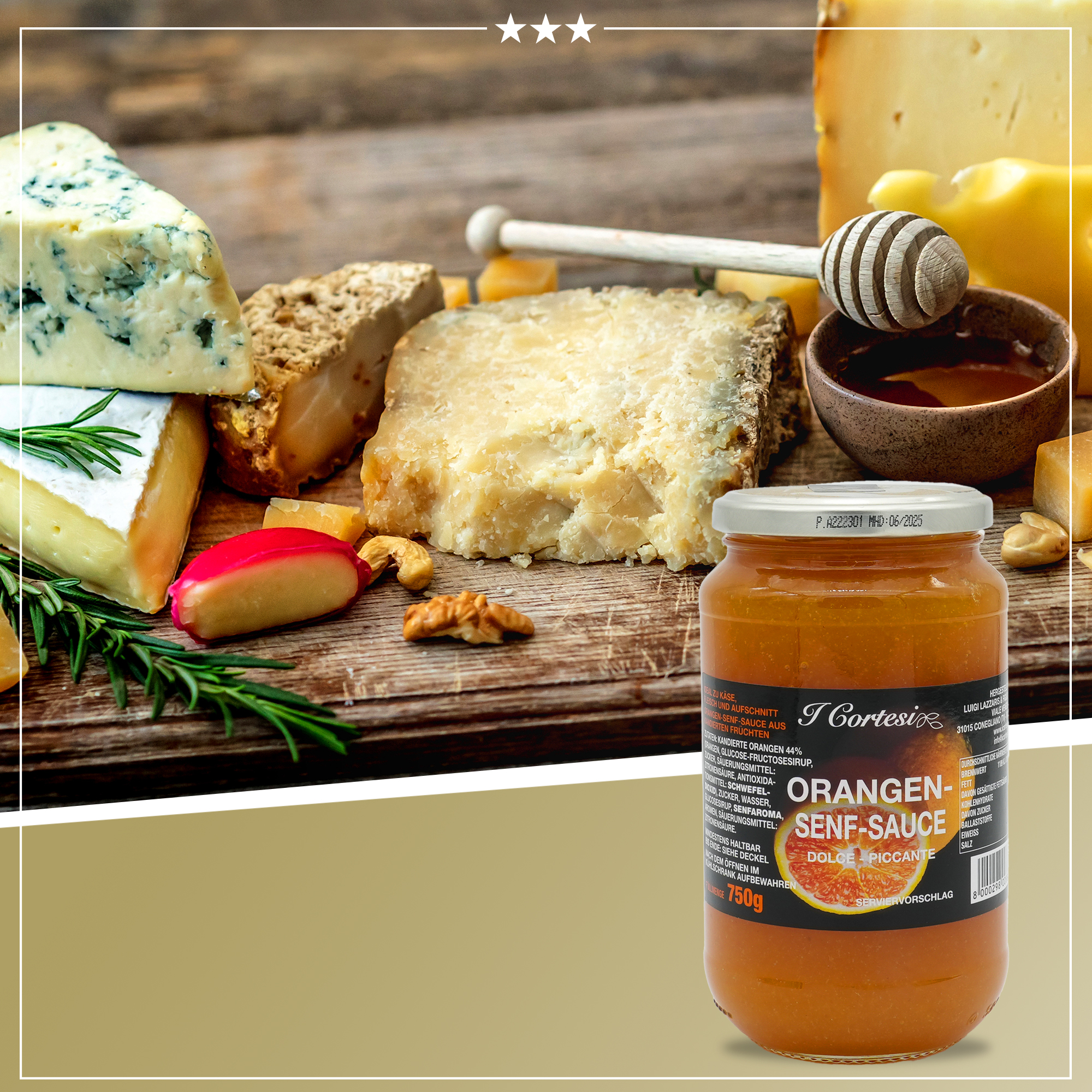 ORANGENSENFSAUCE | Senf | I CORTESI | 750g | aus Italien | Saucen und Dressings