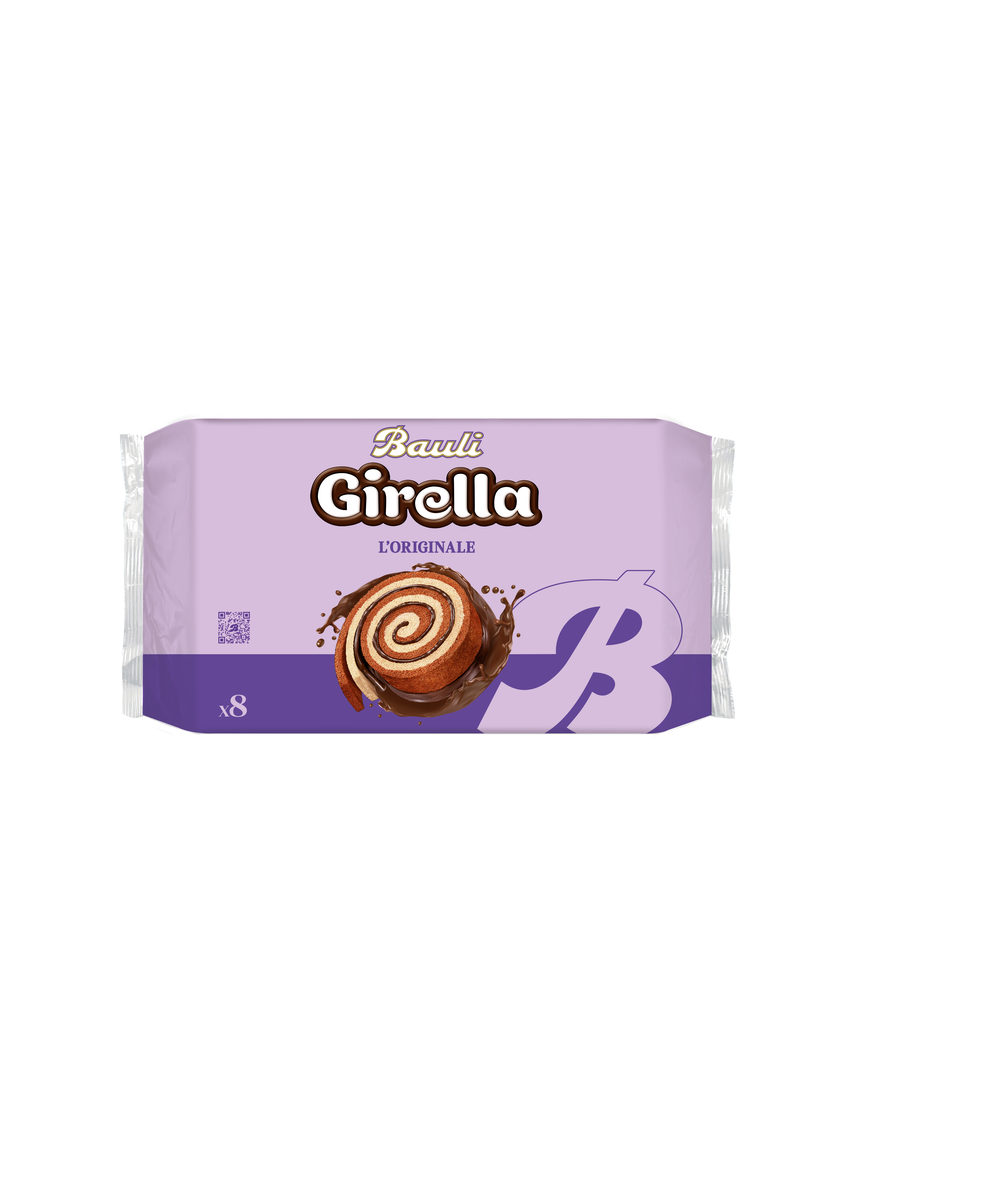 Girella | Bauli | 280g (8x35g) | Italienisches Gebäck | Biskuitrolle mit Kakaocremefüllung