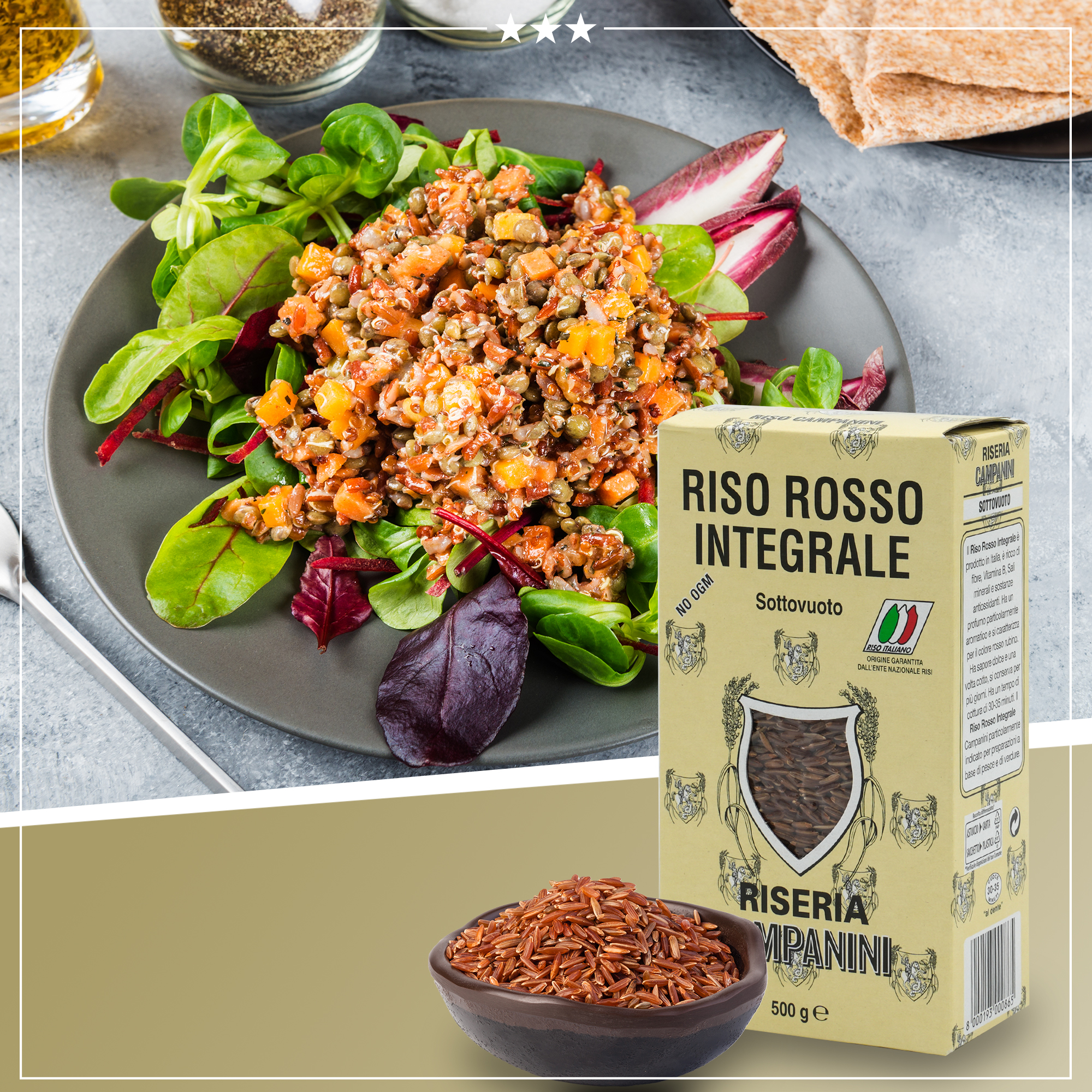 Riso Rosso Integrale | Roter Vollkorn Reis | Risera Campanini | 500g | aus Italien Riso Rosso Integrale | Roter Vollkorn Reis | Risera Campanini | 500g | aus Italien