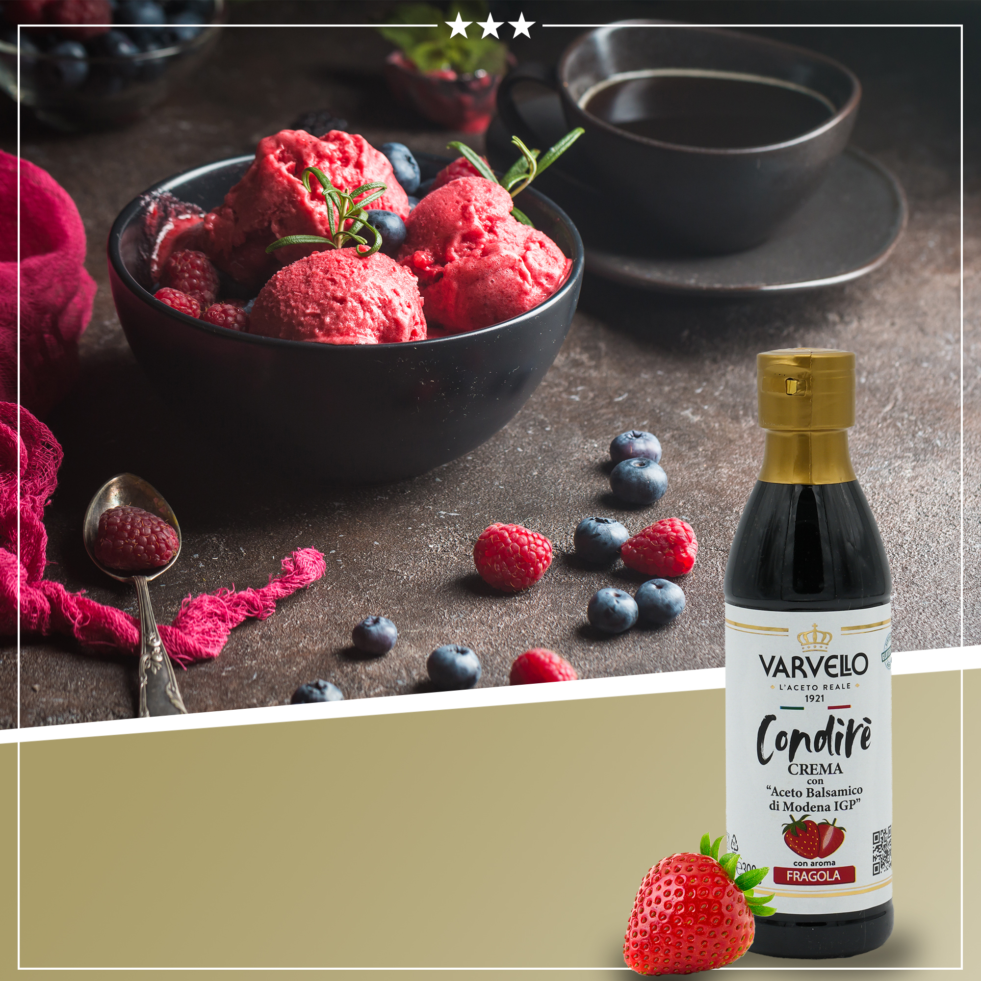 Balsamico Creme Erdbeere | Varvello| 250ml | Crema con Aceto Balsamico di Moderna IGP