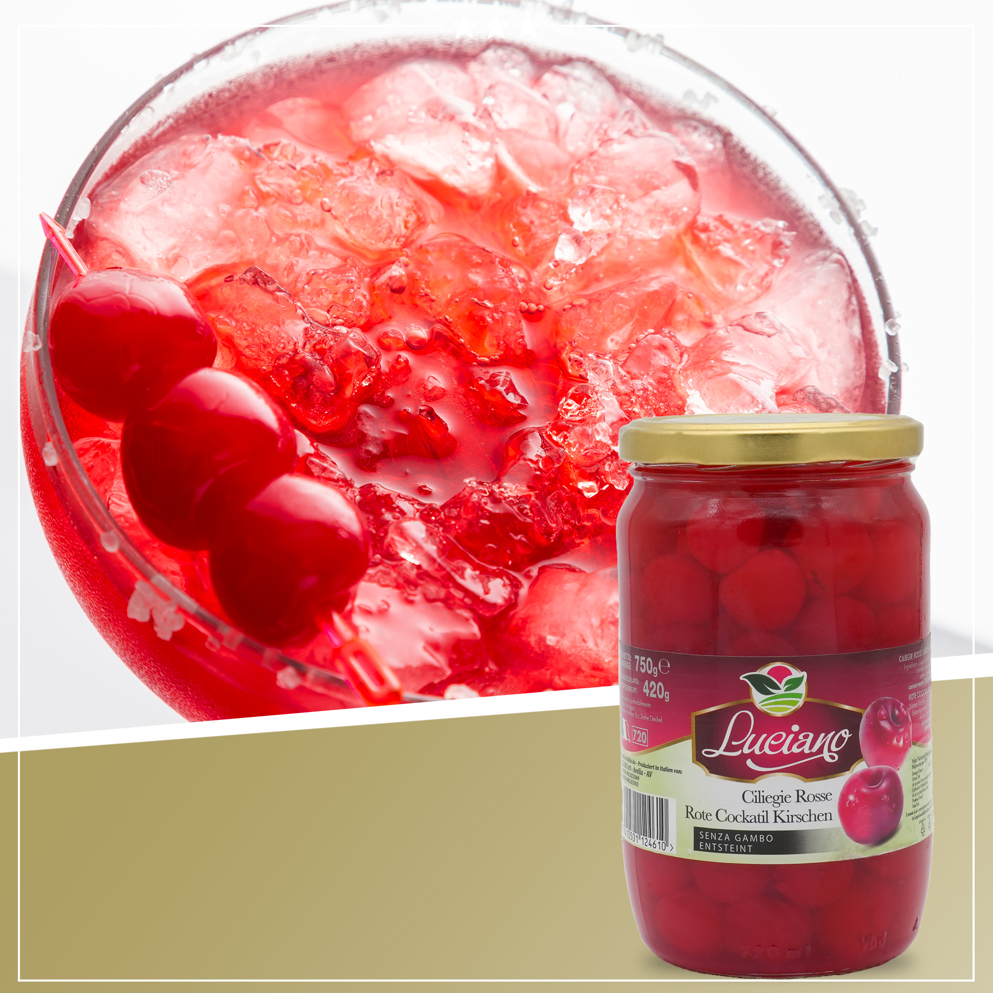 CILIEGIE ROSSE | Rote Cocktail Kirschen entsteint und ohne Stiel | LUCIANO | 720ml | aus Italien | Früchte CILIEGIE ROSSE | Rote Cocktail Kirschen entsteint und ohne Stiel | LUCIANO | 720ml | aus Italien | Früchte