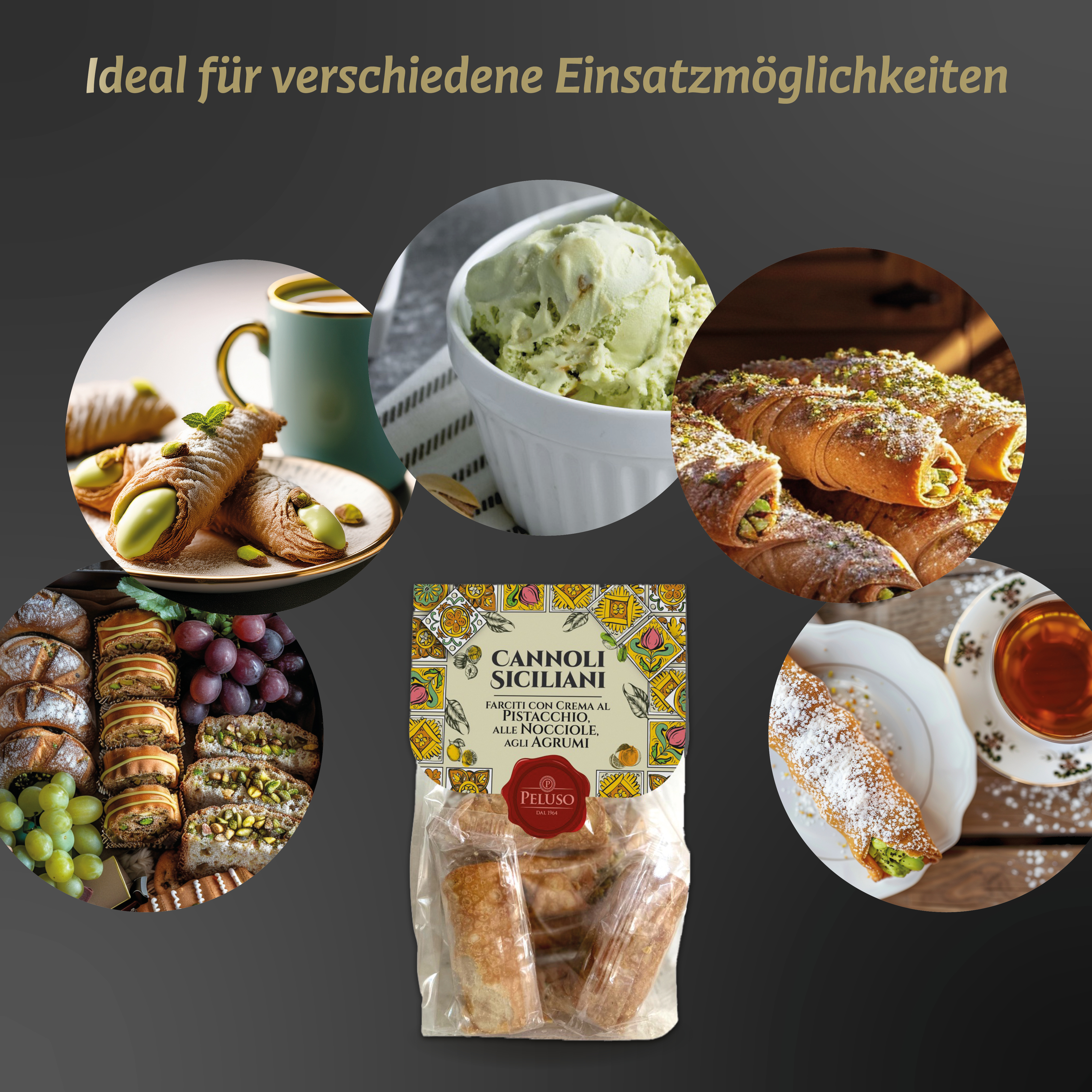 Cannoli al Pistacchio | Peluso | 200g | Italienisches Gebäck | Gefüllte Cannoli mit Pistaziencreme