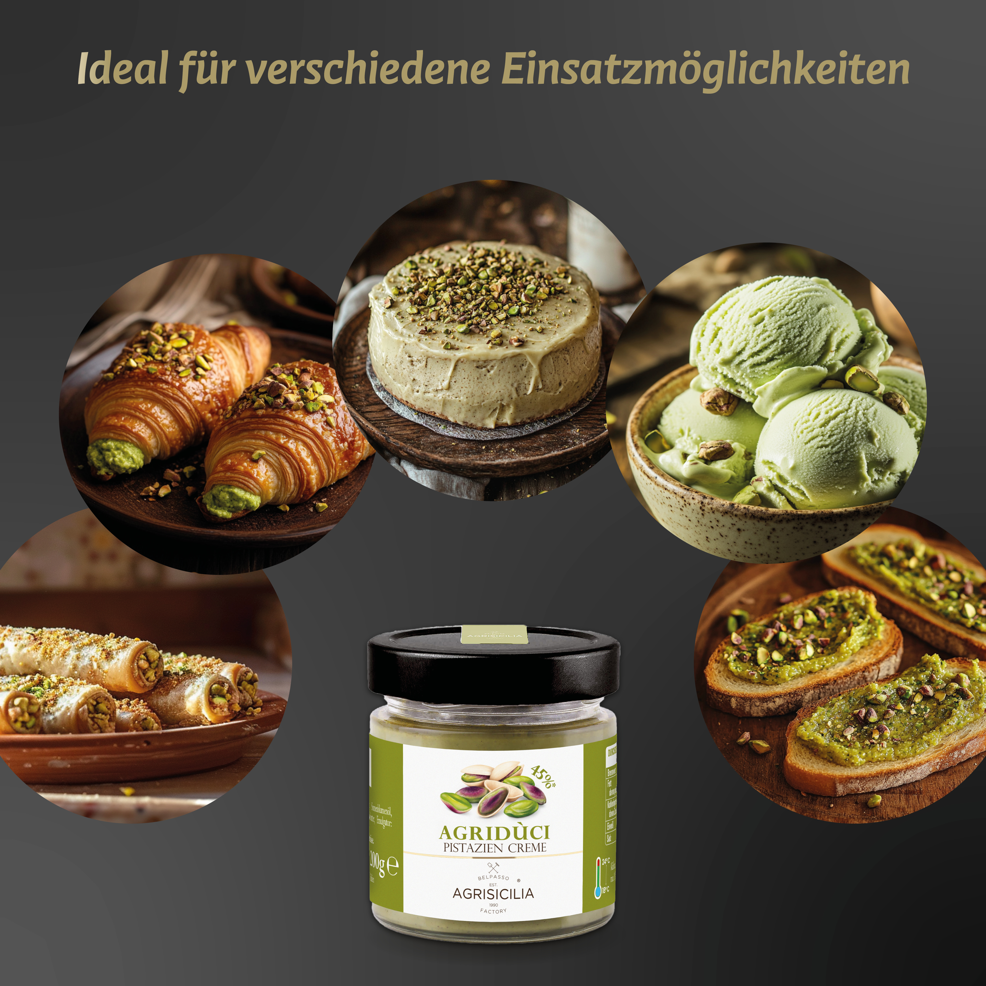AGRISICILIA Pistazien-Creme – 200g Pistazienmus Brotaufstrich aus Sizilien – Aufstrich mit 45% Pistazien, Pistaziencreme ohne Palmöl