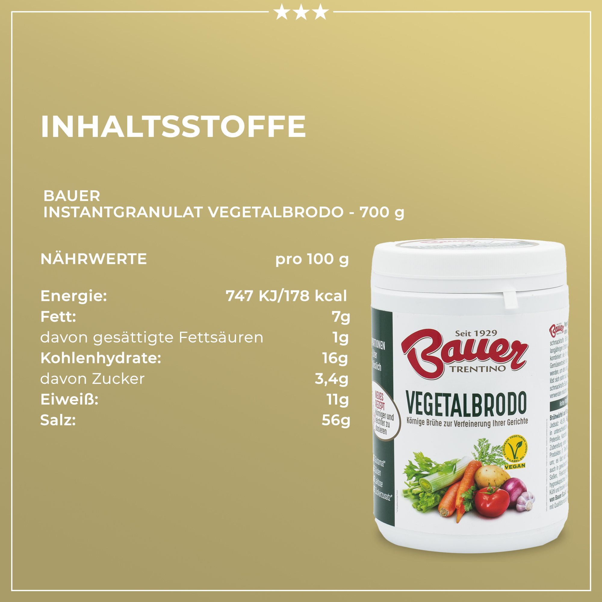 Vegetalbrodo | Gemüse Instant-Granulat | Für Brühen und zum Verfeinern von Gerichten | Bauer | Aus pflanzlichem Proteinextrakt Vegetalbrodo | Gemüse Instant-Granulat | Für Brühen und zum Verfeinern von Gerichten | Bauer | Aus pflanzlichem Proteinextrakt