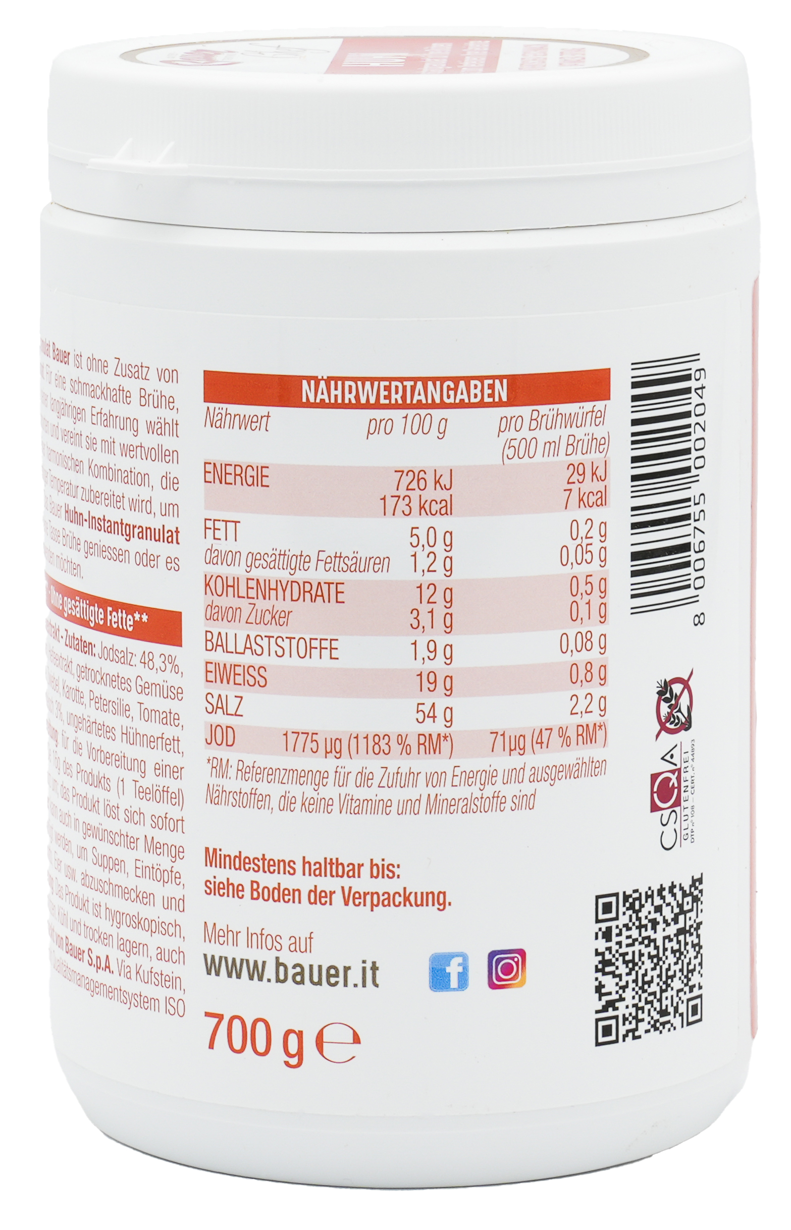 Geflügel Instant-Granulat | Für Brühen und zum Verfeinern von Gerichten | Bauer | Aus pflanzlichem Proteinextrakt Geflügel Instant-Granulat | Für Brühen und zum Verfeinern von Gerichten | Bauer | Aus pflanzlichem Proteinextrakt