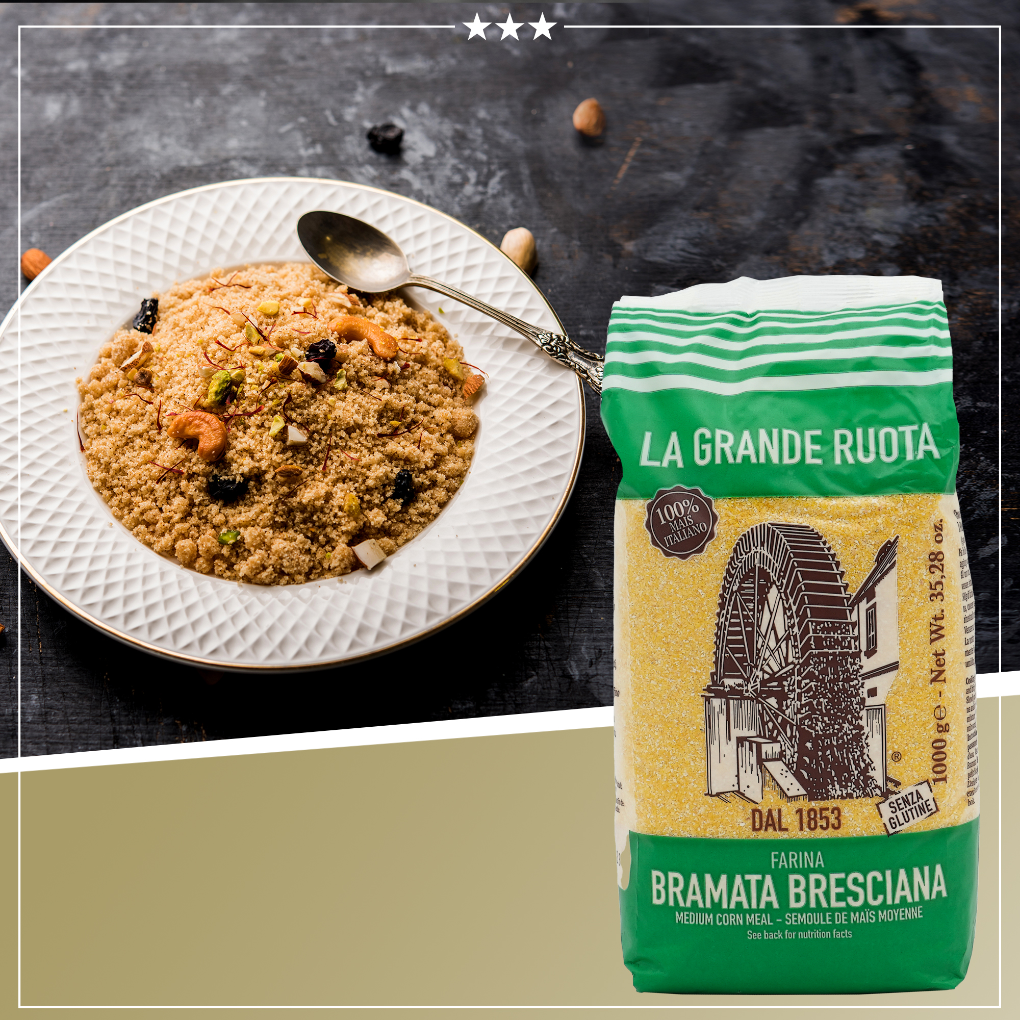 Polenta aus 100% italienischem Mais | Mehl | La Grande Ruota | 1000g | aus Italien | Grieß Polenta aus 100% italienischem Mais | Mehl | La Grande Ruota | 1000g | aus Italien | Grieß