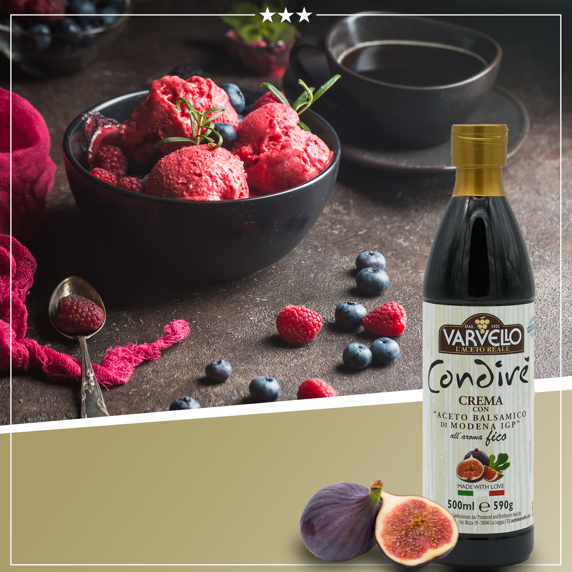 Balsamico Creme Feige | Varvello | 500ml | Crema con Aceto Balsamico di Moderna 
IGP