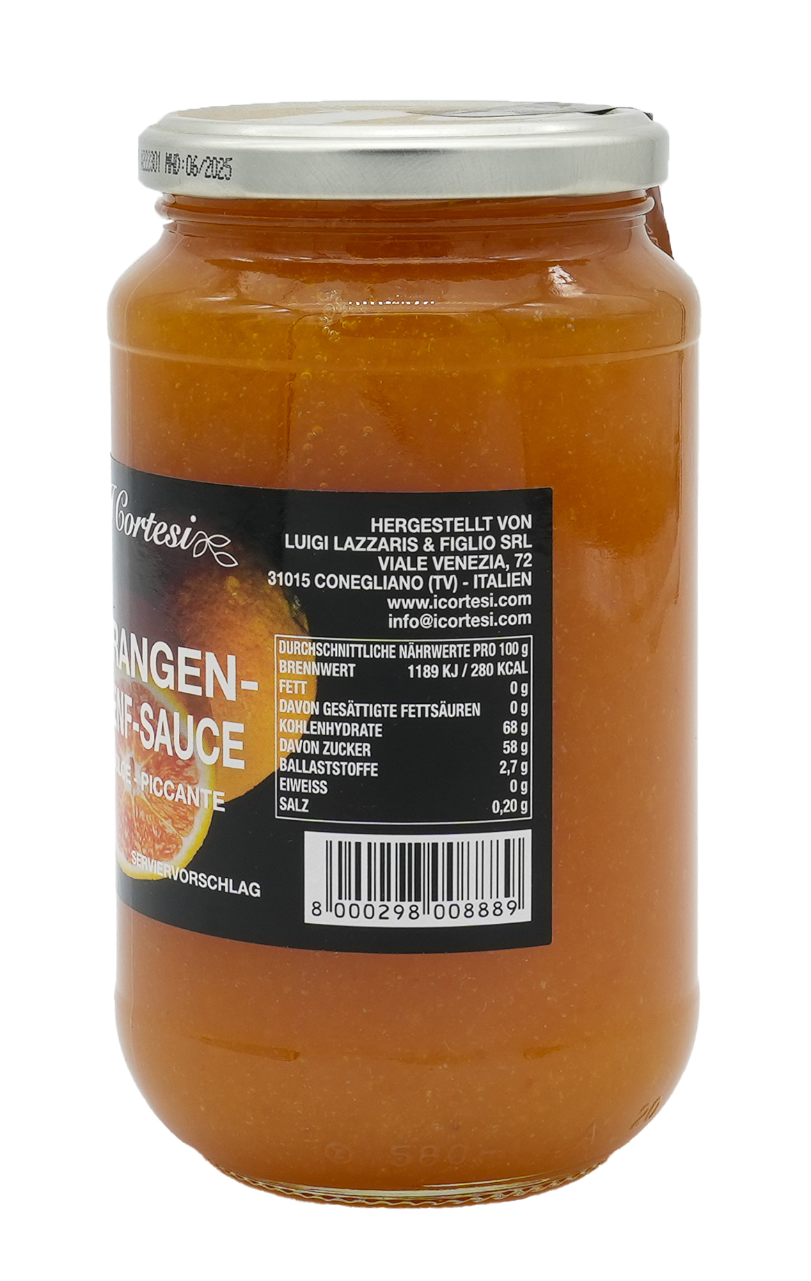 ORANGENSENFSAUCE | Senf | I CORTESI | 750g | aus Italien | Saucen und Dressings
