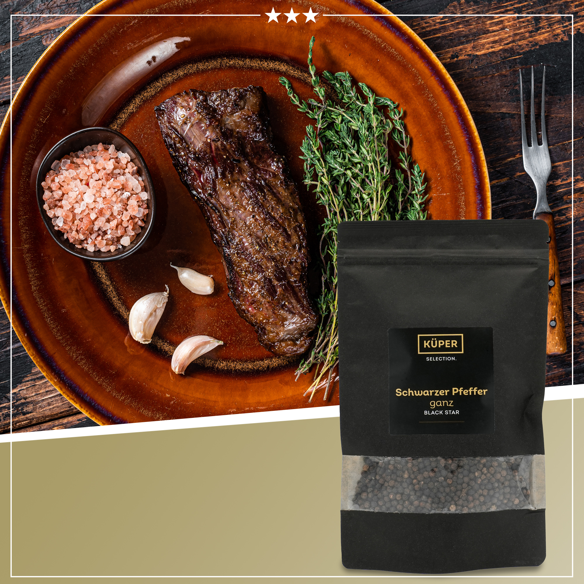 Schwarzer Pfeffer | Pfeffer | KÜPER SELECTION | 250g | aus Vietnam und Brasilien | Gewürze |exotisches Gewürz