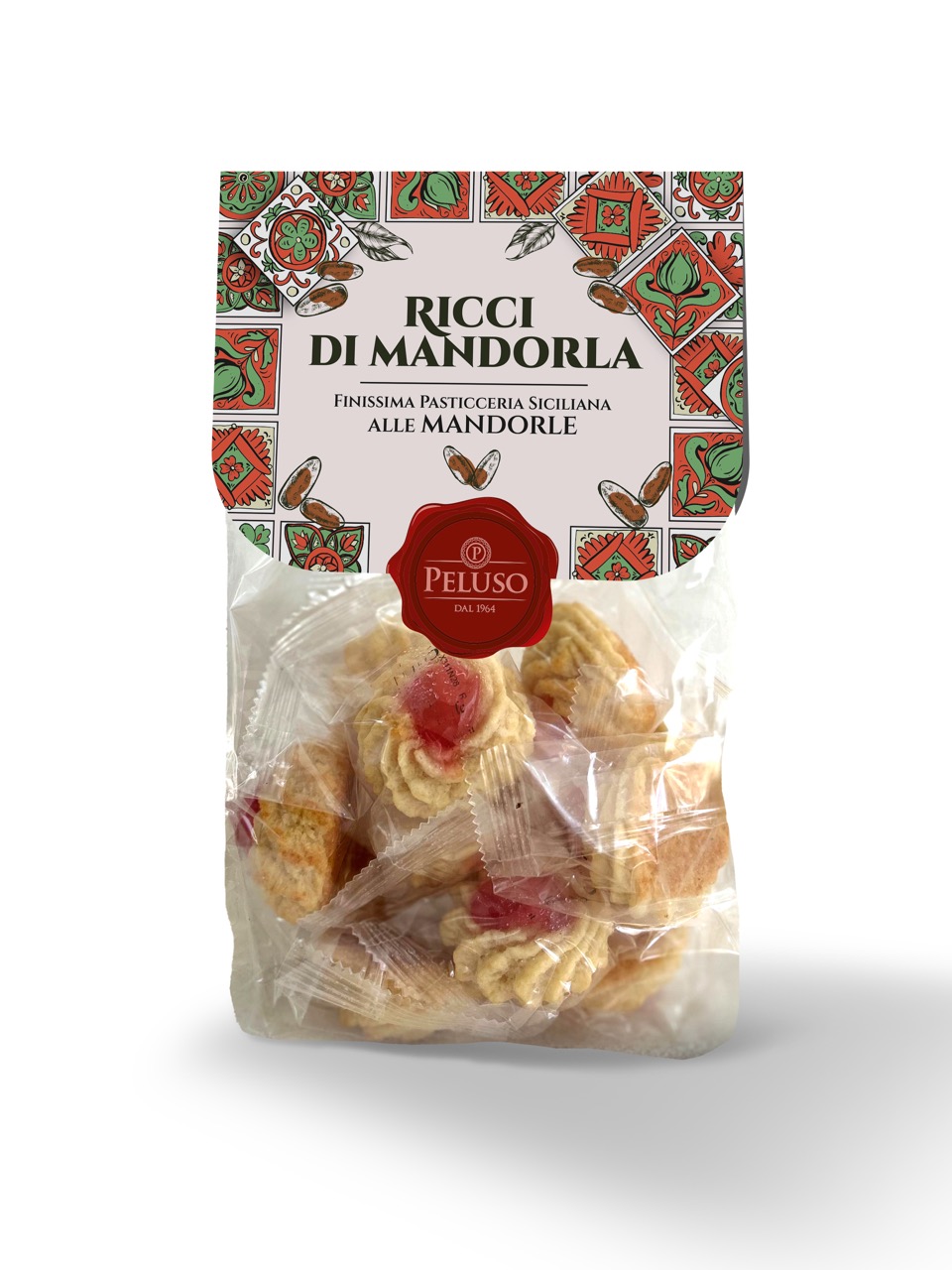 Ricci di Mandorle | Peluso | 200g | Italienisches Gebäck | Mandelgebäck mit kandierten Kirschen
