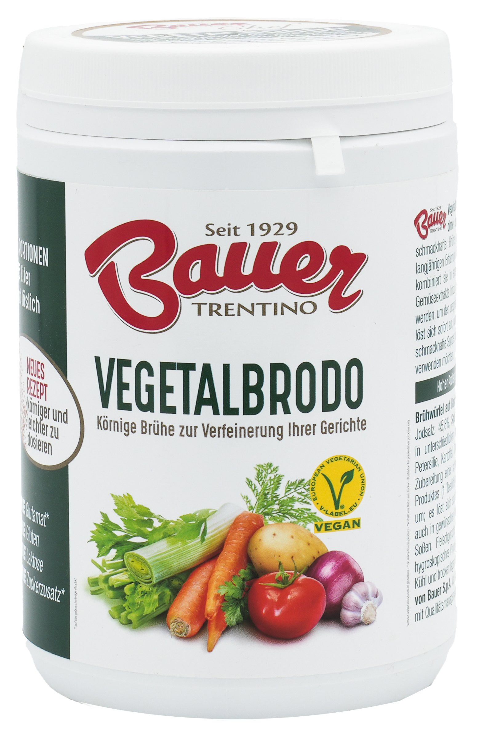 Vegetalbrodo | Gemüse Instant-Granulat | Für Brühen und zum Verfeinern von Gerichten | Bauer | Aus pflanzlichem Proteinextrakt