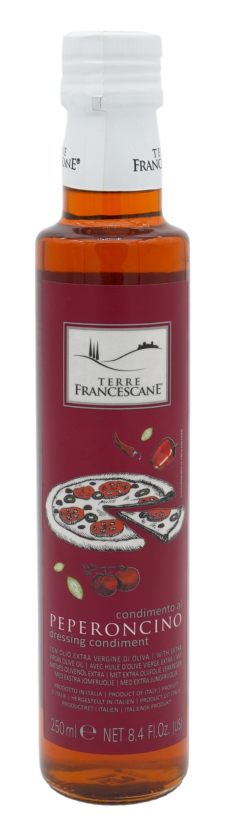 CHILI DRESSING MIT 100% ITALIENISCHEM OLIVENÖL | TERRE FRANCESCANE | CONDIMENTO AL PEPERONCINO | 250ml CHILI DRESSING MIT 100% ITALIENISCHEM OLIVENÖL | TERRE FRANCESCANE | CONDIMENTO AL PEPERONCINO | 250ml
