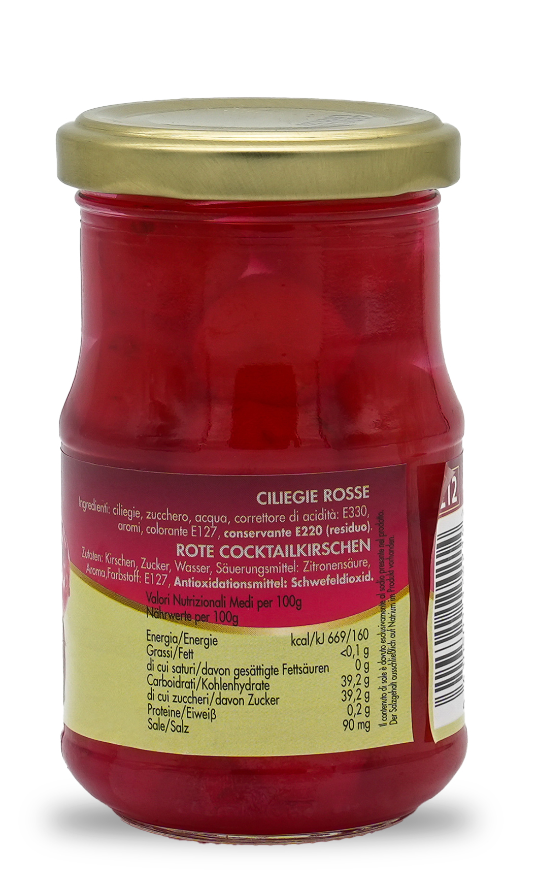 CILIEGIE ROSSE | Rote Cocktail Kirschen entsteint und ohne Stiel | LUCIANO | 212ml | aus Italien | Früchte